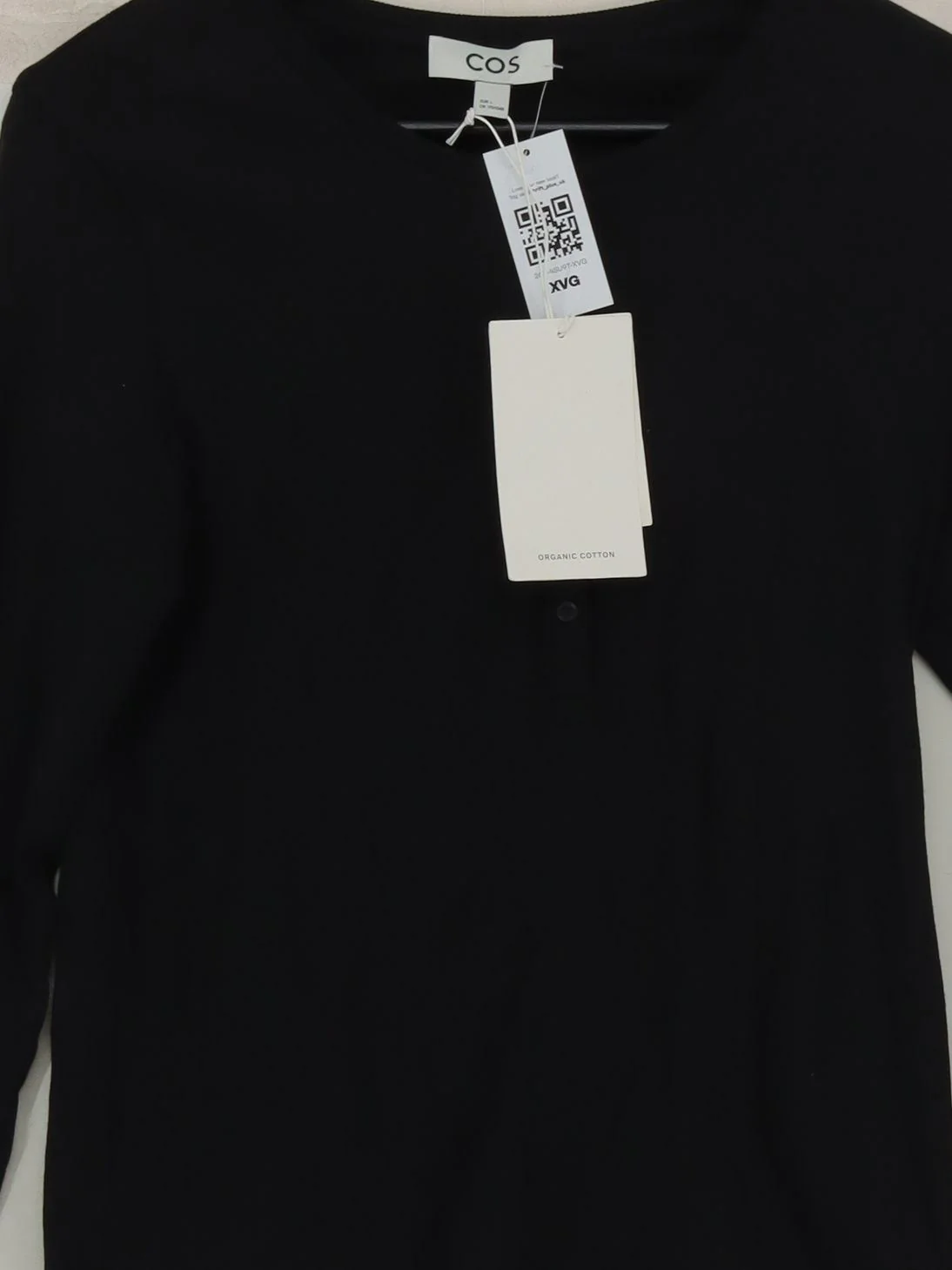 COS Women's T-Shirt L Black Cotton with Elastane Basic New with tags - Image 3
