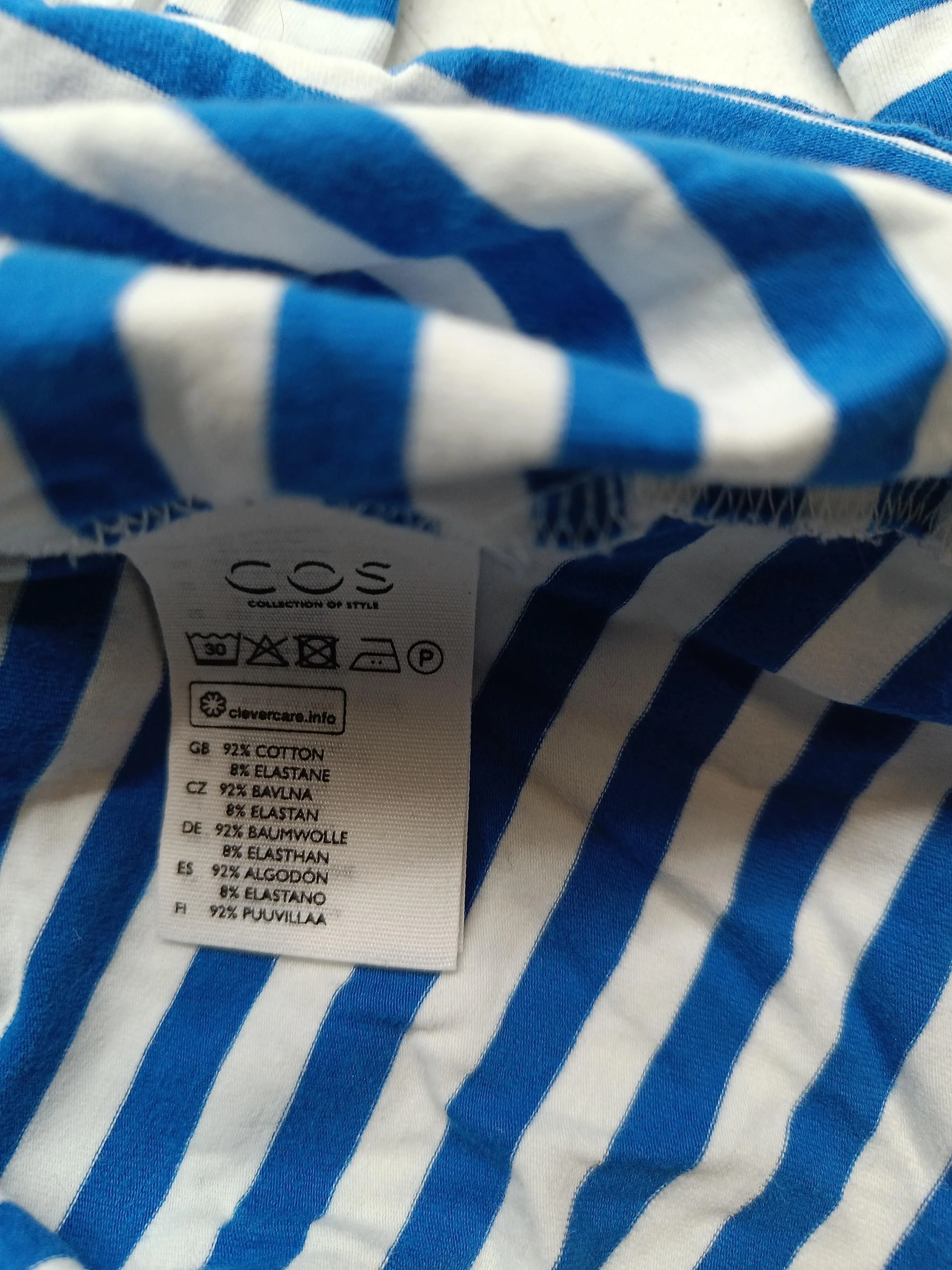 COS Women's T-Shirt L Blue Cotton with Elastane Basic - Image 6