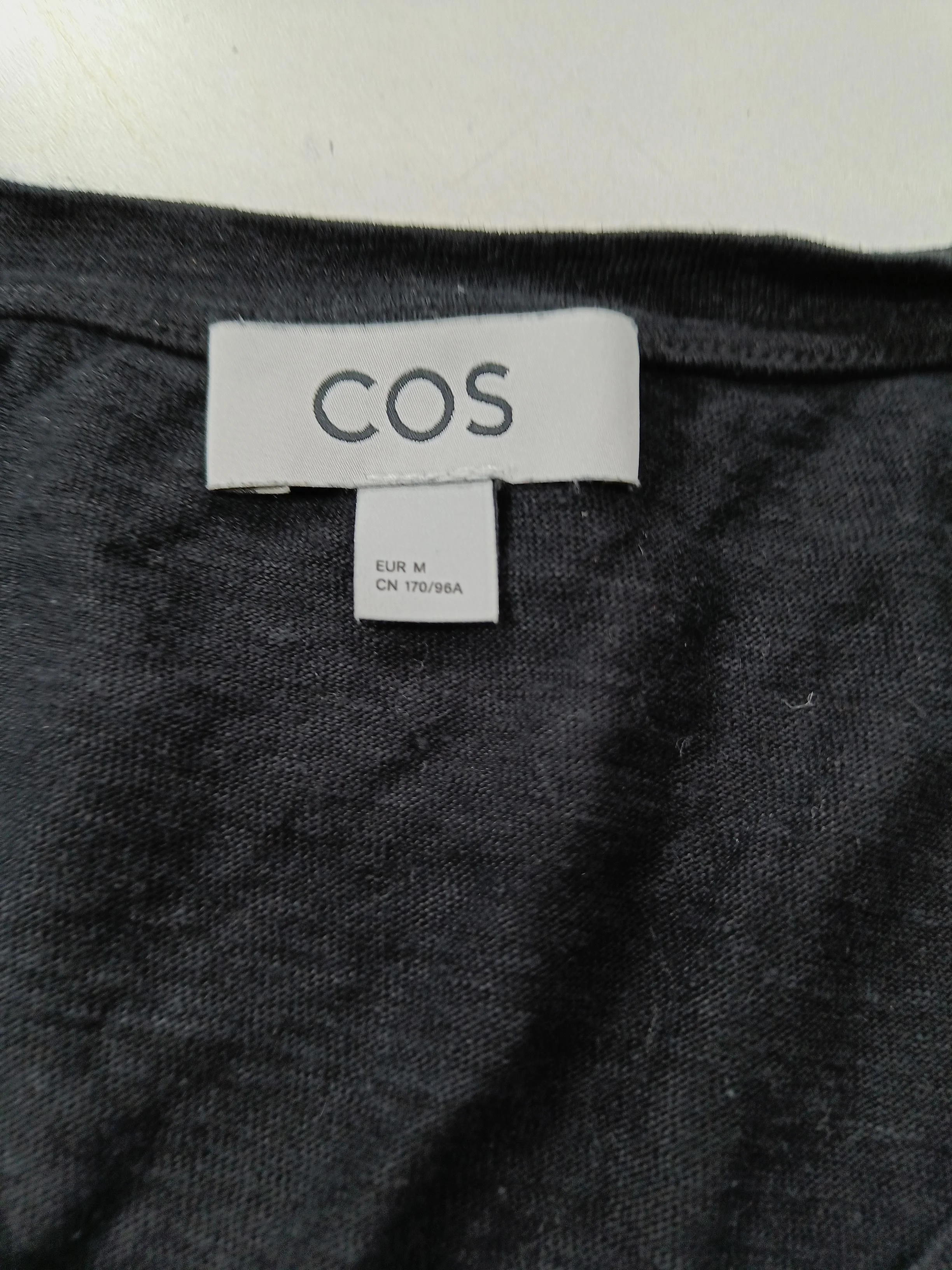 COS Women's T-Shirt M Black 100% Linen Short Sleeve Round Neck Basic - Image 5