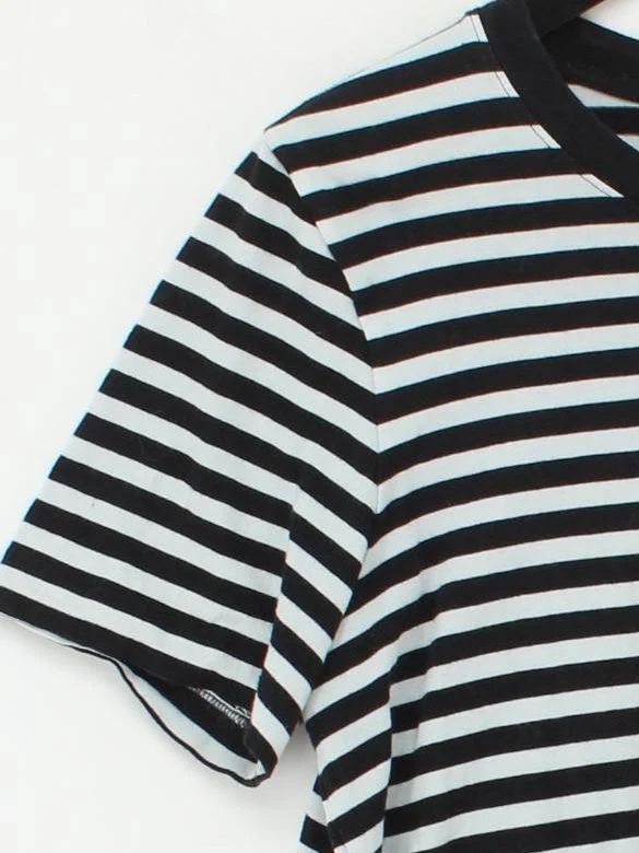 COS Women's T-Shirt M Black Striped 100% Cotton Short Sleeve Round Neck Basic - Image 4