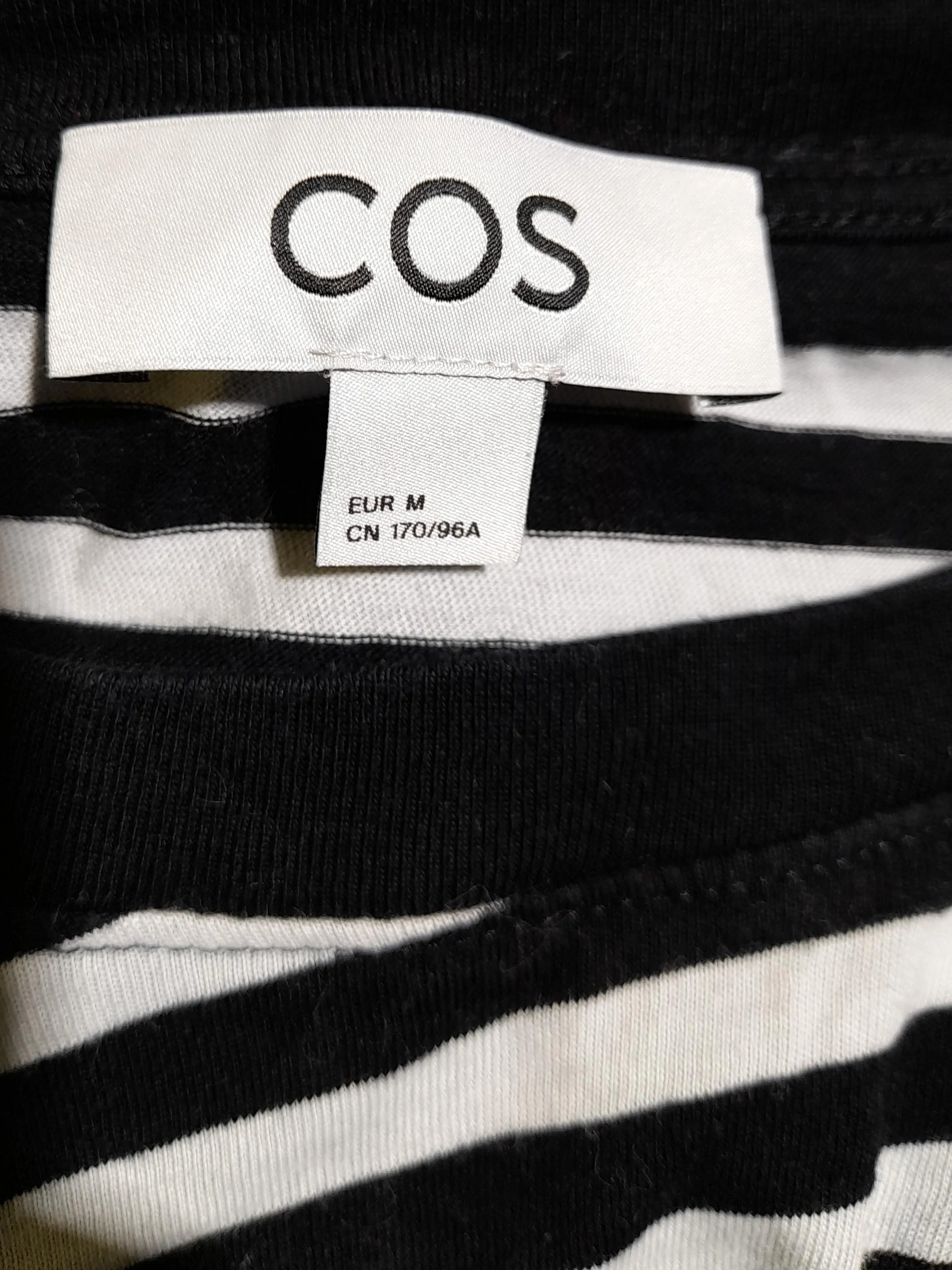 COS Women's T-Shirt M Black Striped 100% Cotton Short Sleeve Round Neck Basic - Image 5
