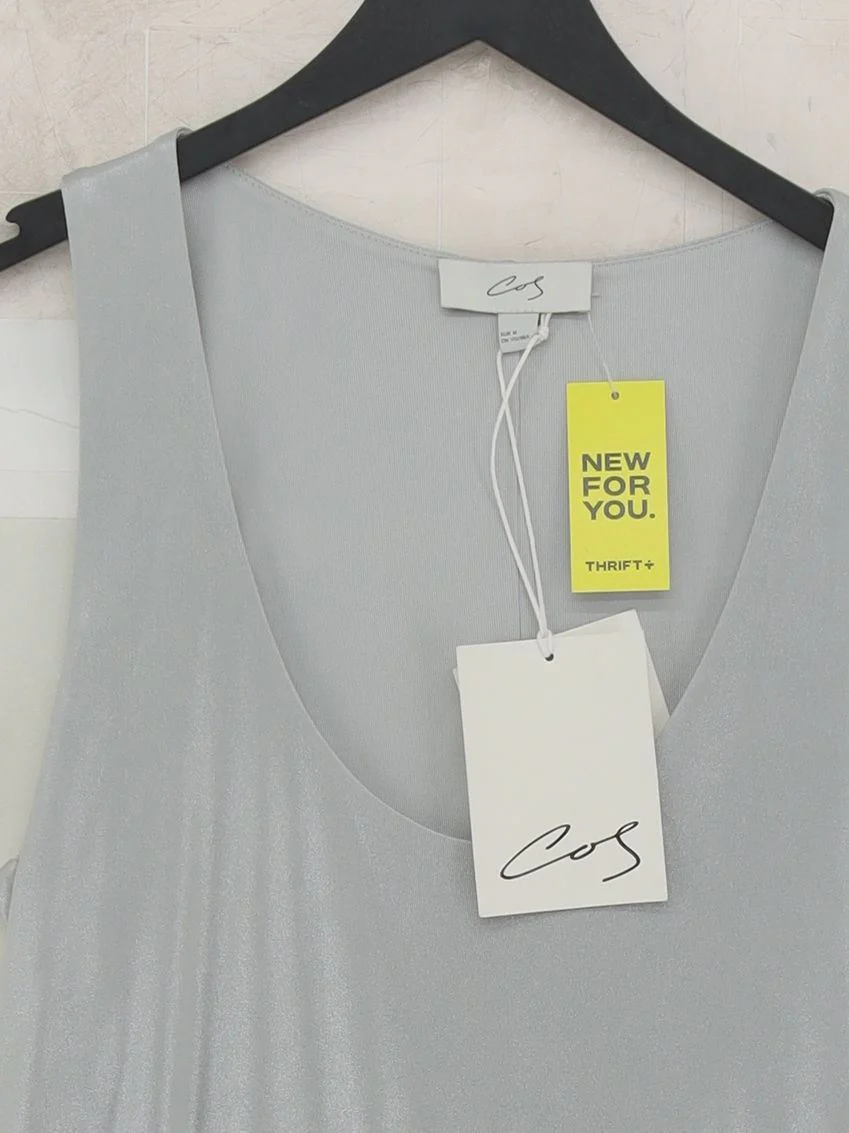 COS Women's T-Shirt M Silver 100% Viscose Basic New with tags - Image 3
