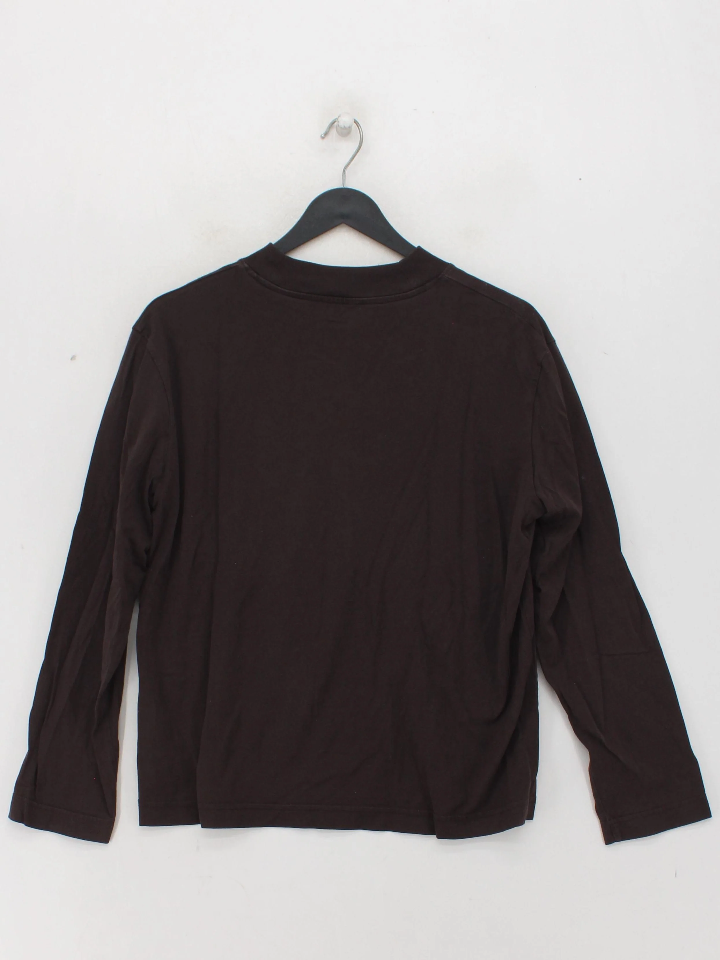 COS Women's T-Shirt S Brown 100% Cotton Short Sleeve Mock Neck Basic - Image 2