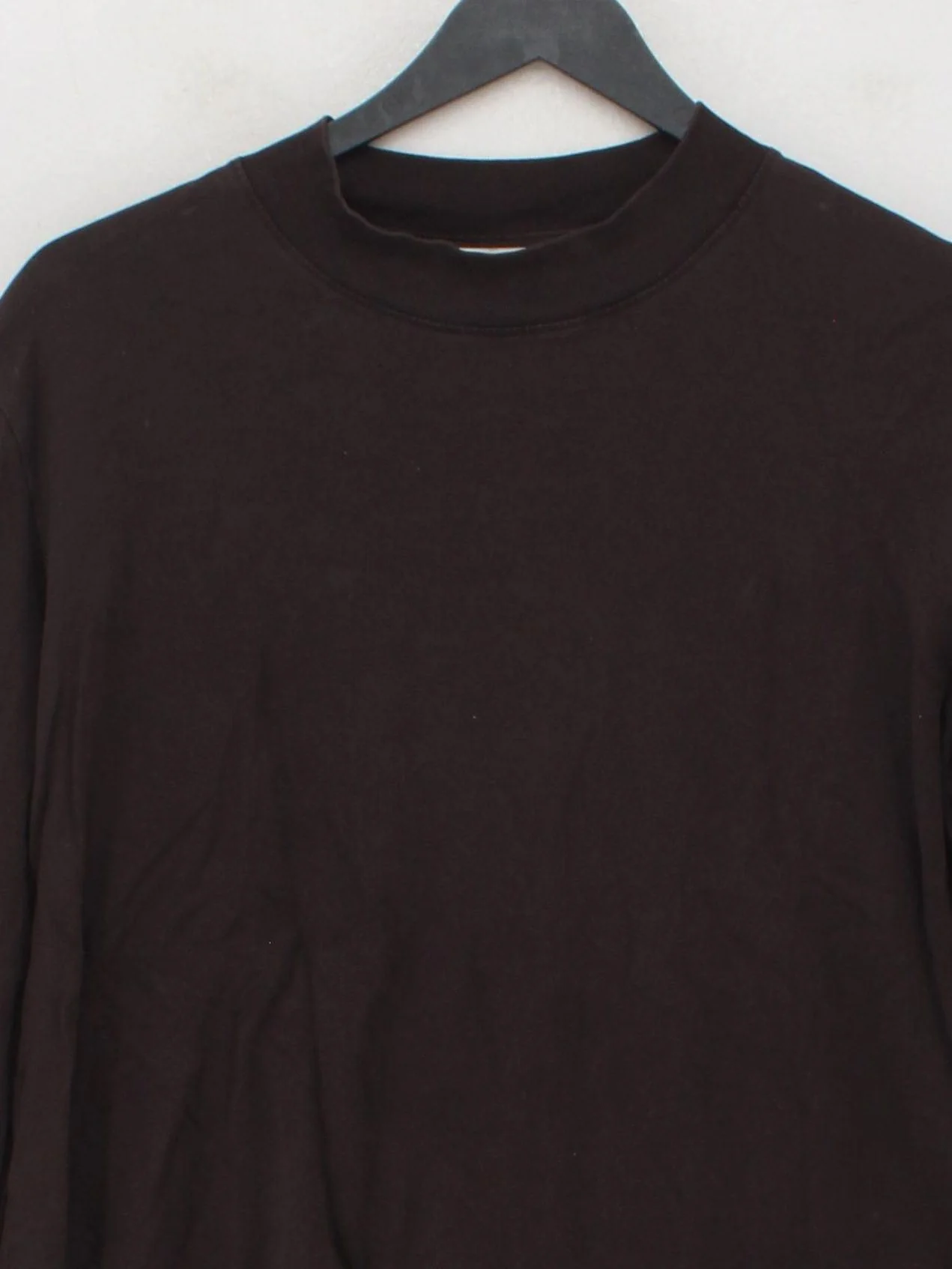 COS Women's T-Shirt S Brown 100% Cotton Short Sleeve Mock Neck Basic - Image 3