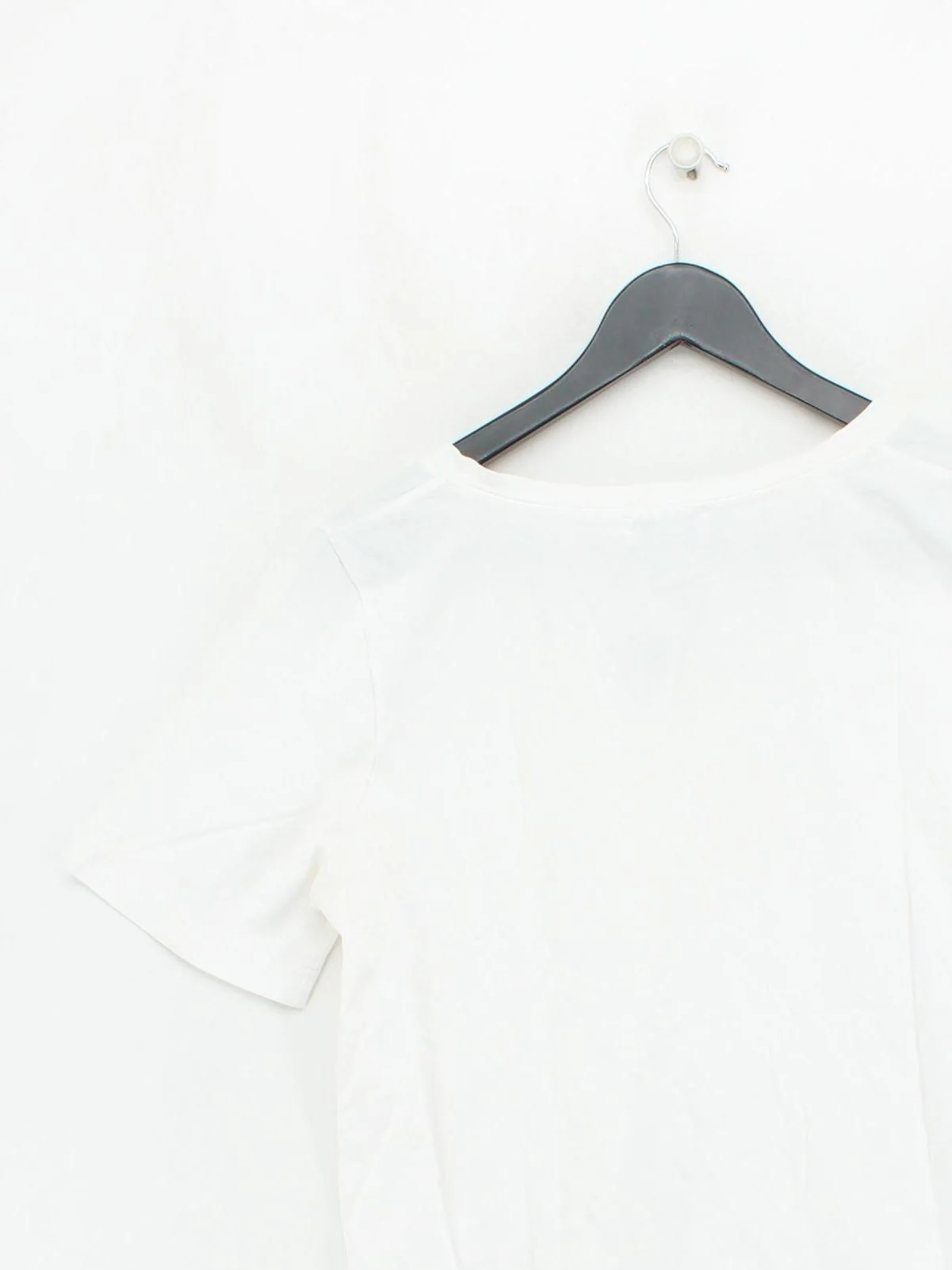 COS Women's T-Shirt S White 100% Cotton Short Sleeve V-Neck Basic - Image 2