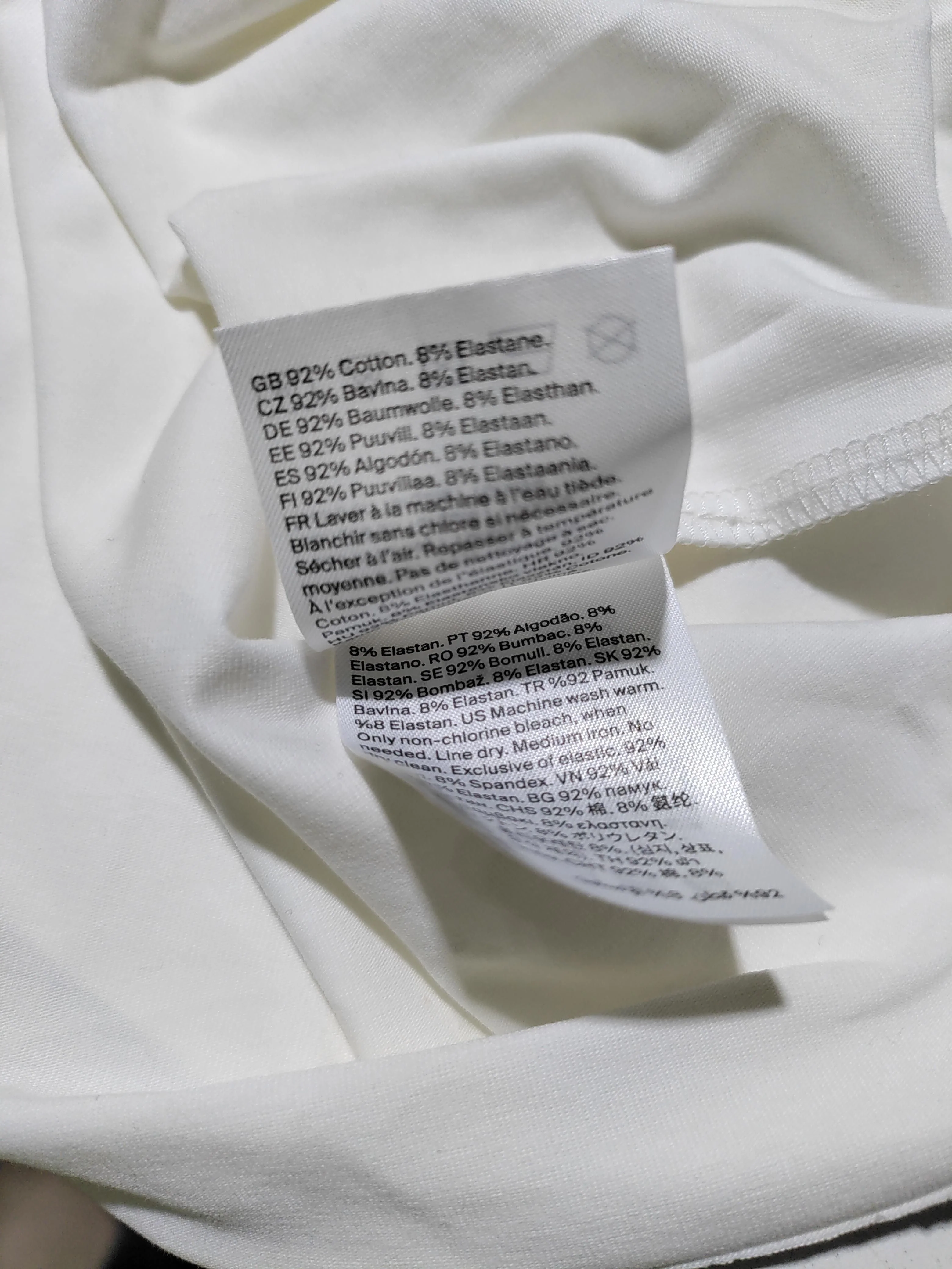 COS Women's T-Shirt S White Cotton with Elastane Short Sleeve Round Neck Basic - Image 6