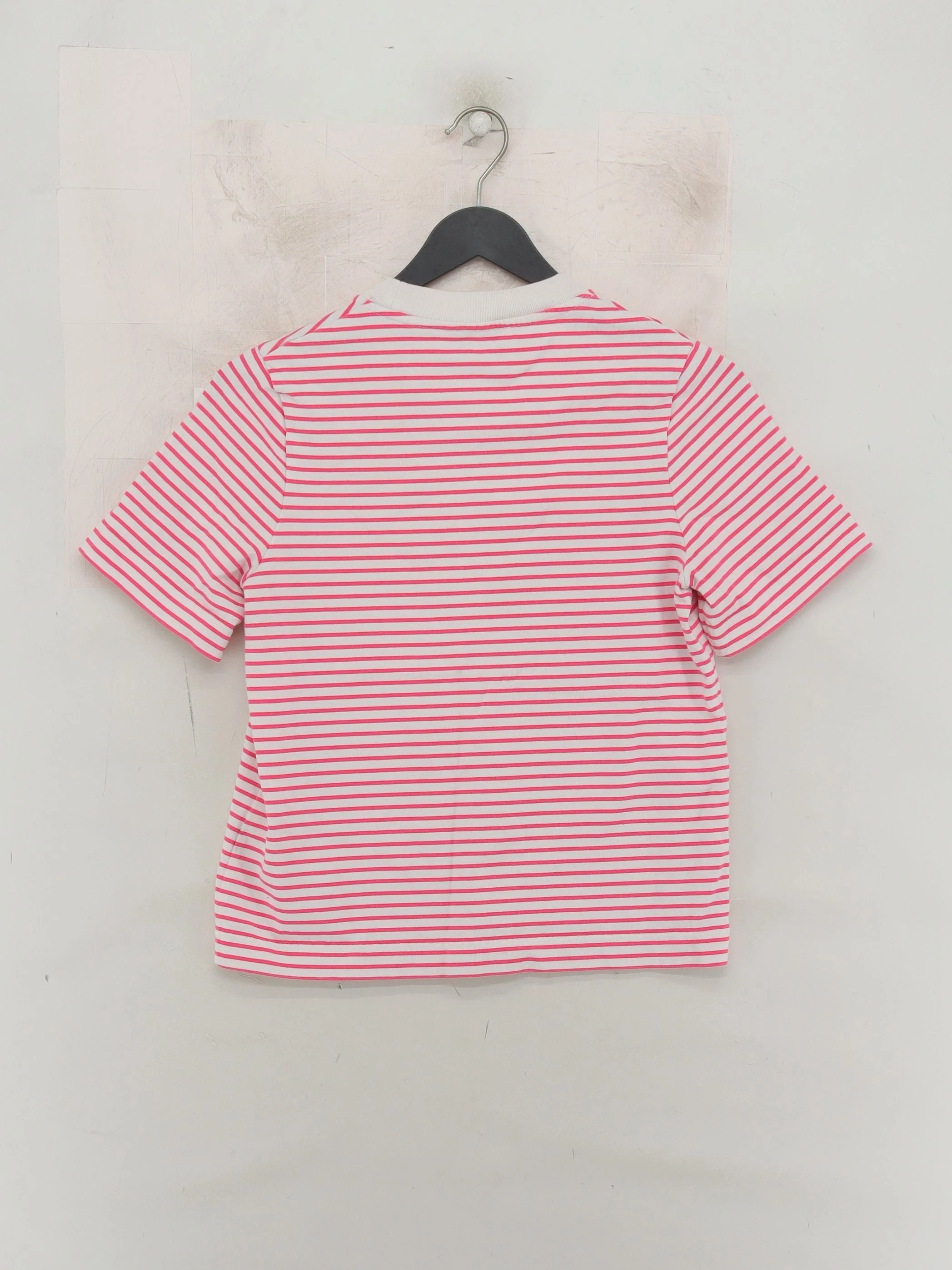 COS Women's T-Shirt S White Striped 100% Cotton Short Sleeve Round Neck Basic - Image 2