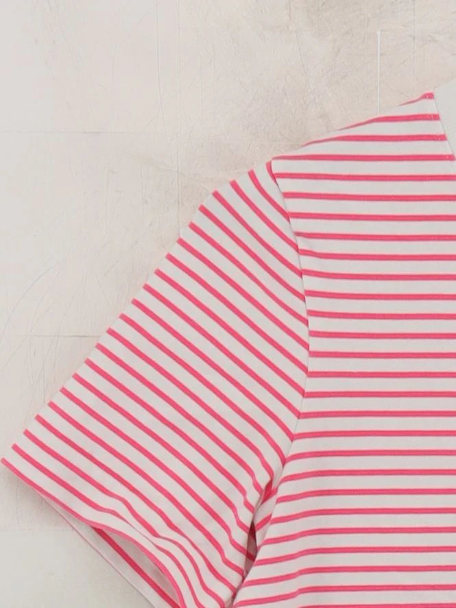 COS Women's T-Shirt S White Striped 100% Cotton Short Sleeve Round Neck Basic - Image 4