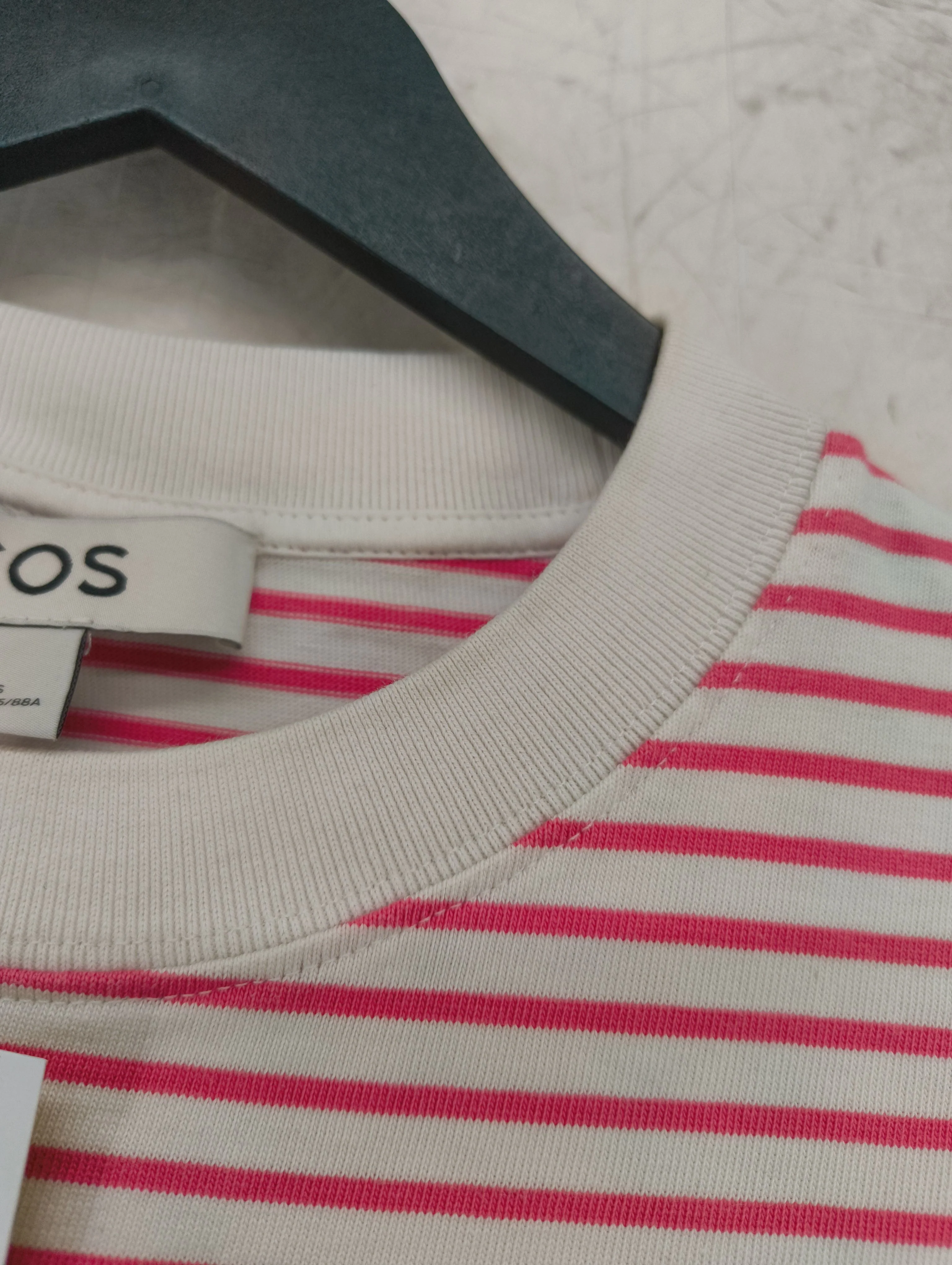 COS Women's T-Shirt S White Striped 100% Cotton Short Sleeve Round Neck Basic - Image 5
