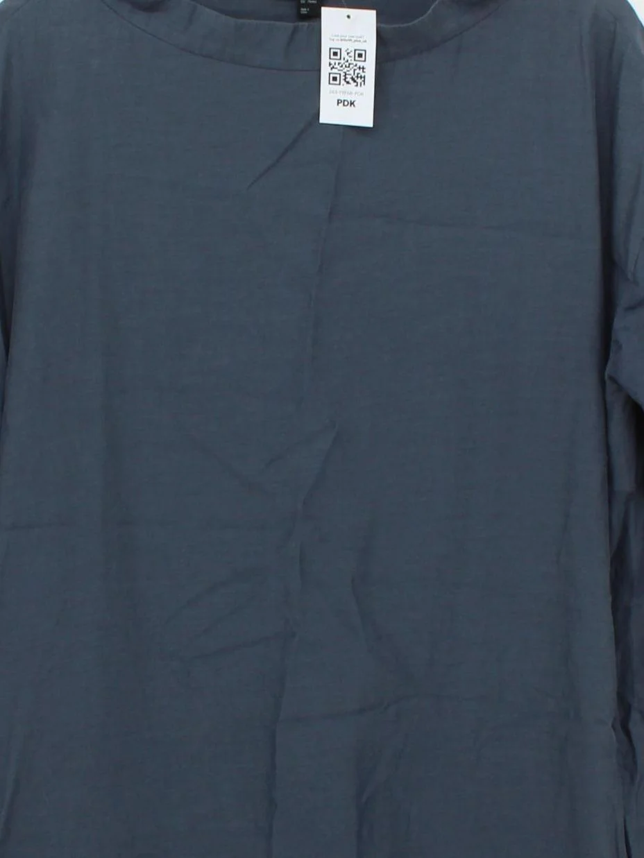 COS Women's T-Shirt UK 12 Blue Rayon with Cotton Short Sleeve Round Neck Basic - Image 3