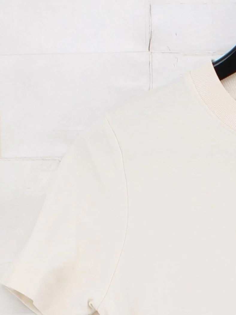 COS Women's T-Shirt XS Cream 100% Cotton Short Sleeve Round Neck Basic - Image 4