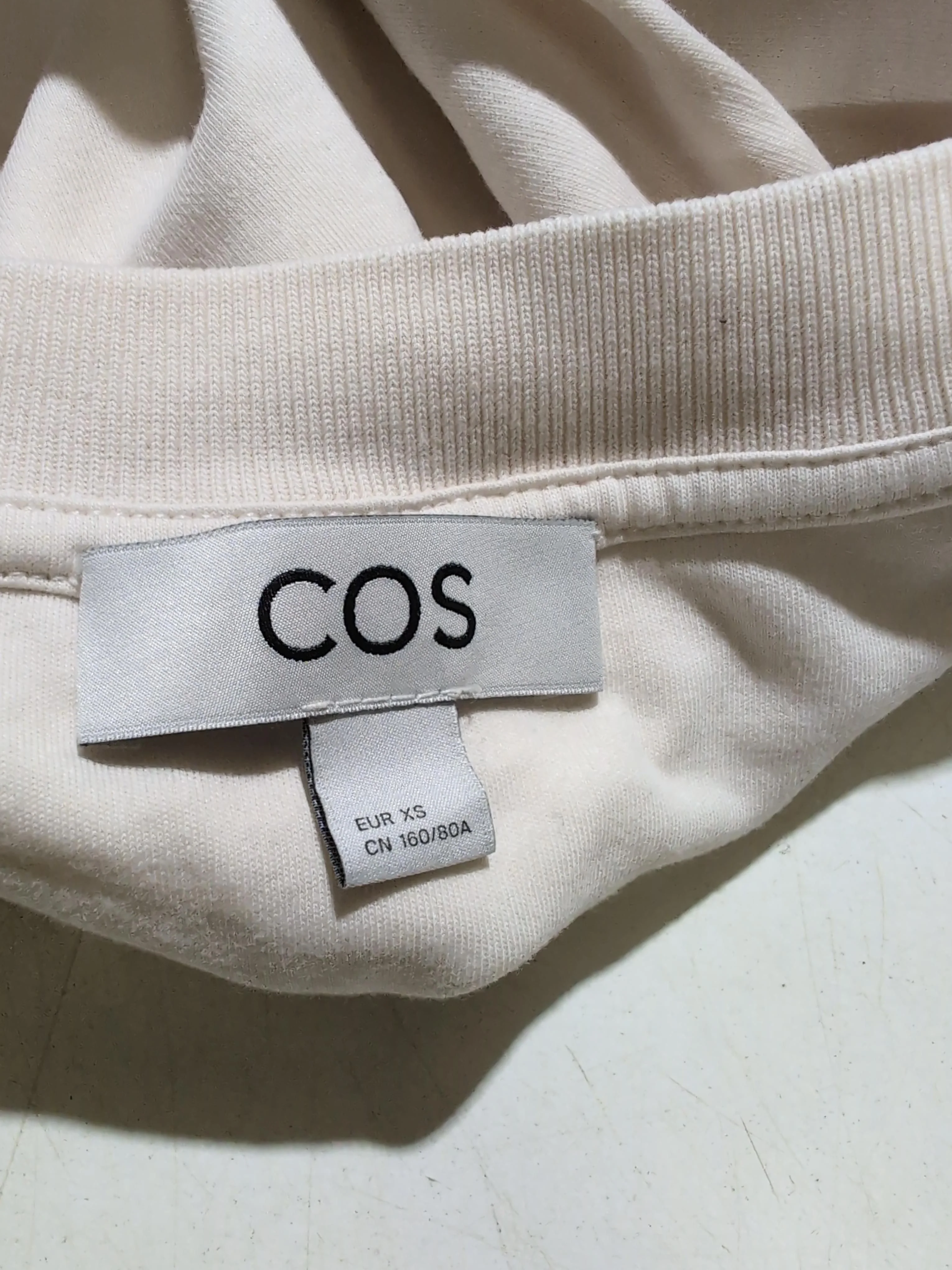 COS Women's T-Shirt XS Cream 100% Cotton Short Sleeve Round Neck Basic - Image 5