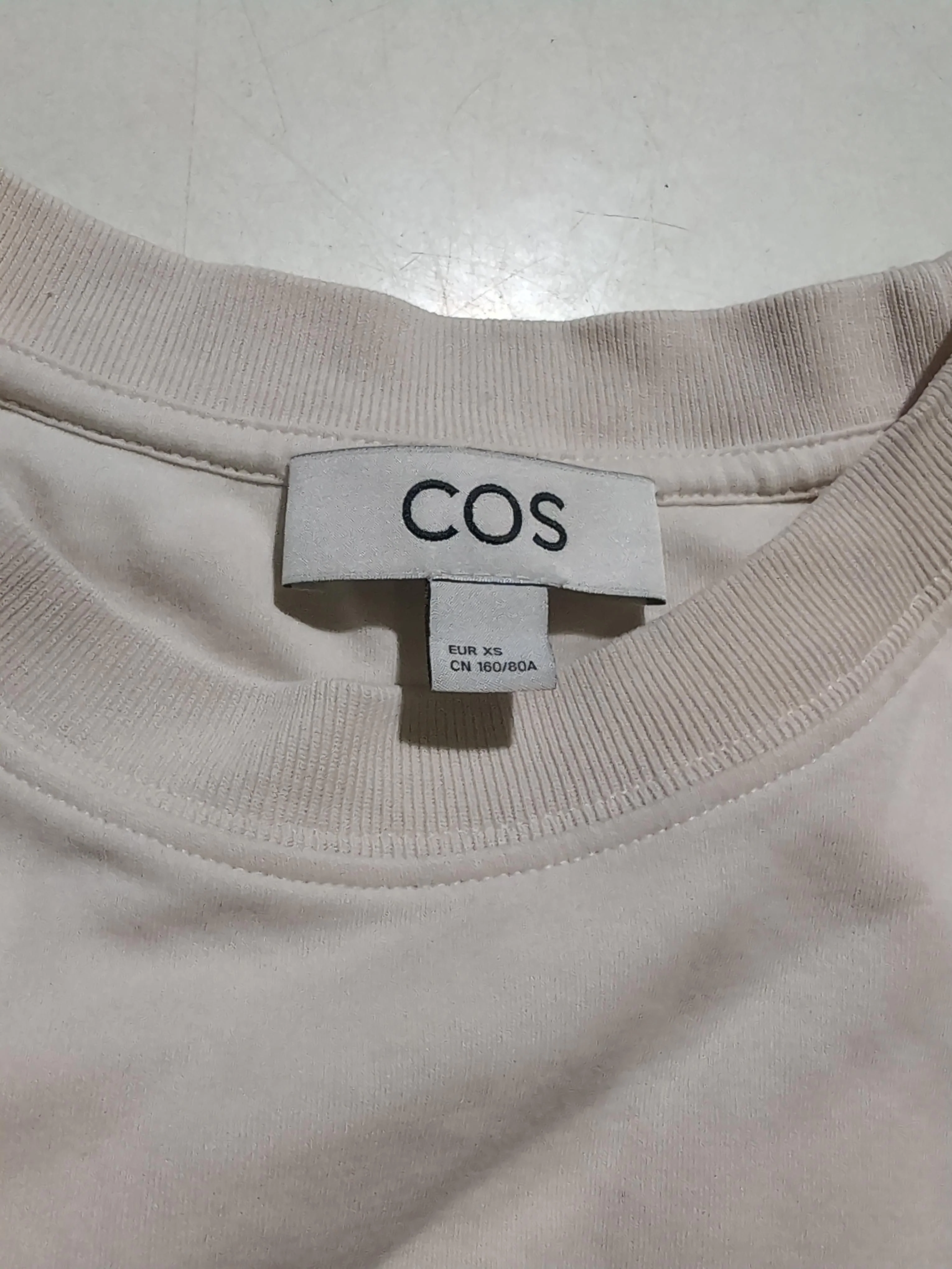 COS Women's T-Shirt XS Cream 100% Cotton Short Sleeve Round Neck Basic - Image 5