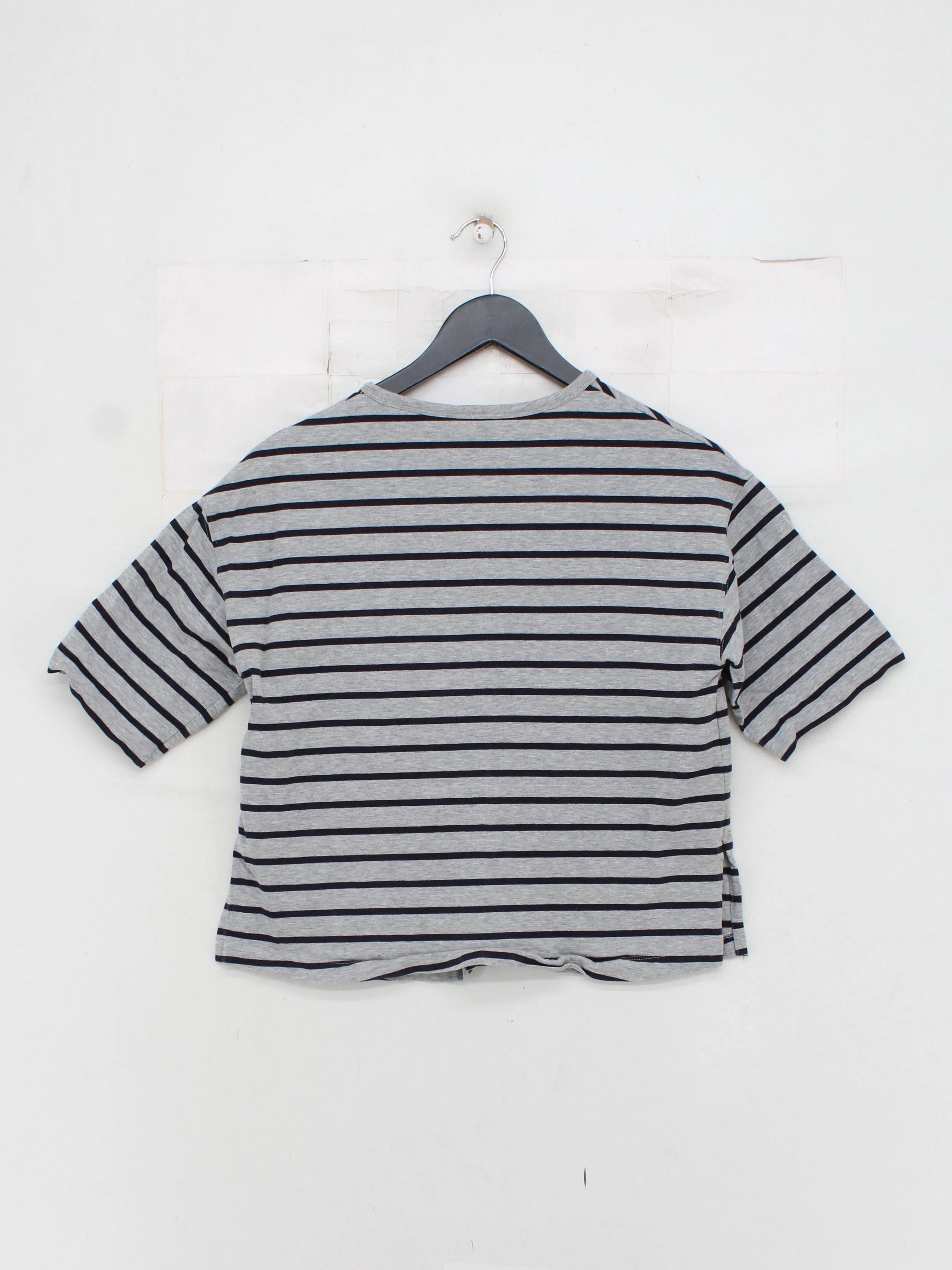 COS Women's T-Shirt XS Grey Striped 100% Cotton Short Sleeve Round Neck Basic - Image 2