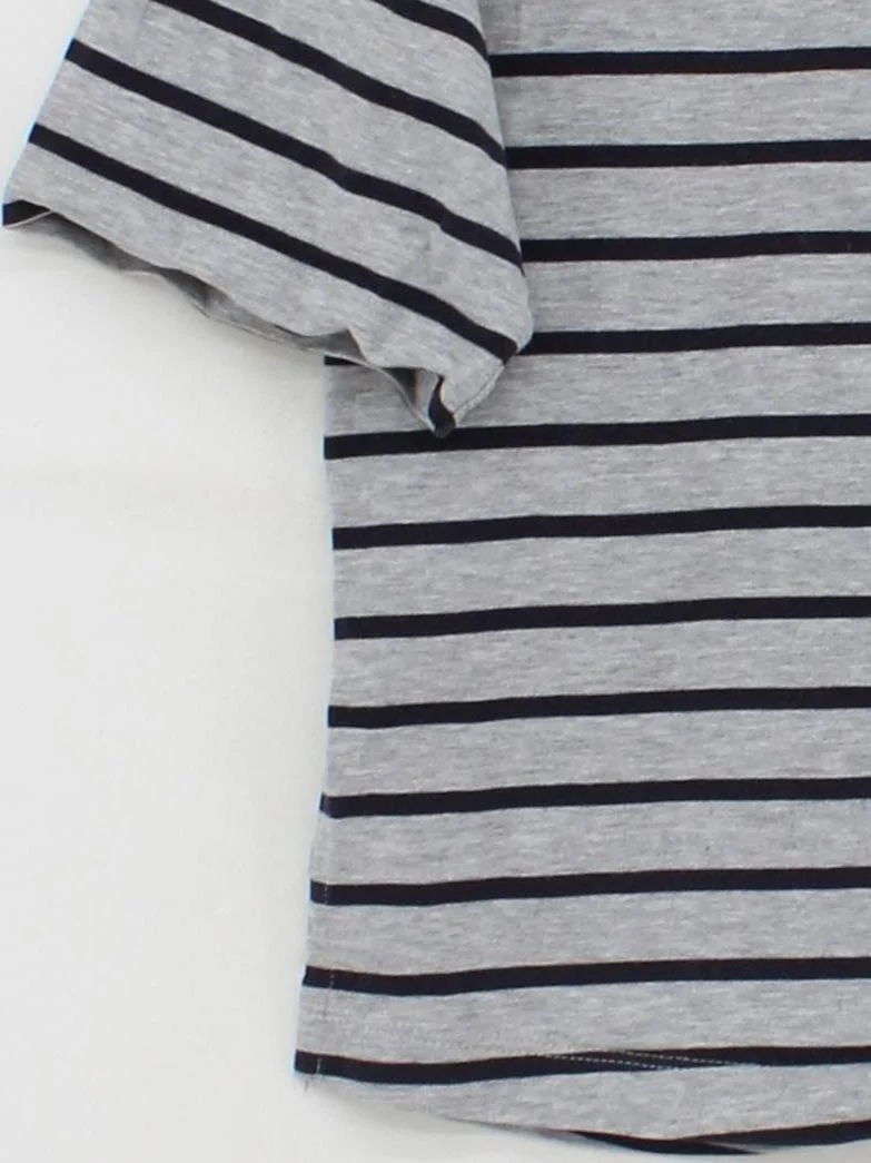 COS Women's T-Shirt XS Grey Striped 100% Cotton Short Sleeve Round Neck Basic - Image 4
