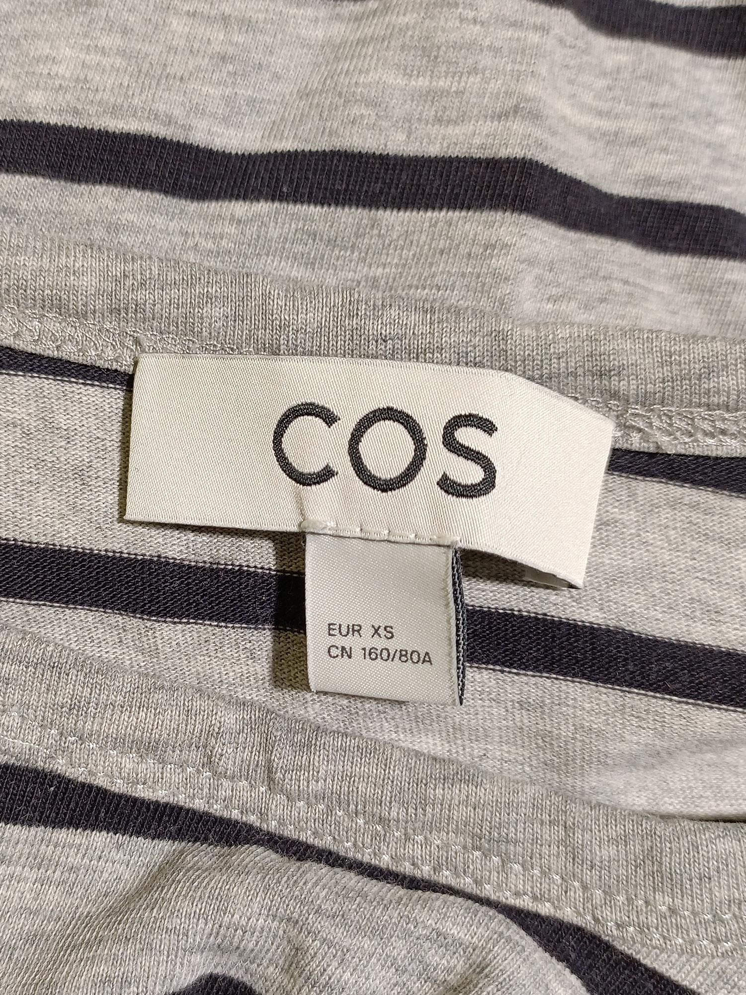 COS Women's T-Shirt XS Grey Striped 100% Cotton Short Sleeve Round Neck Basic - Image 5