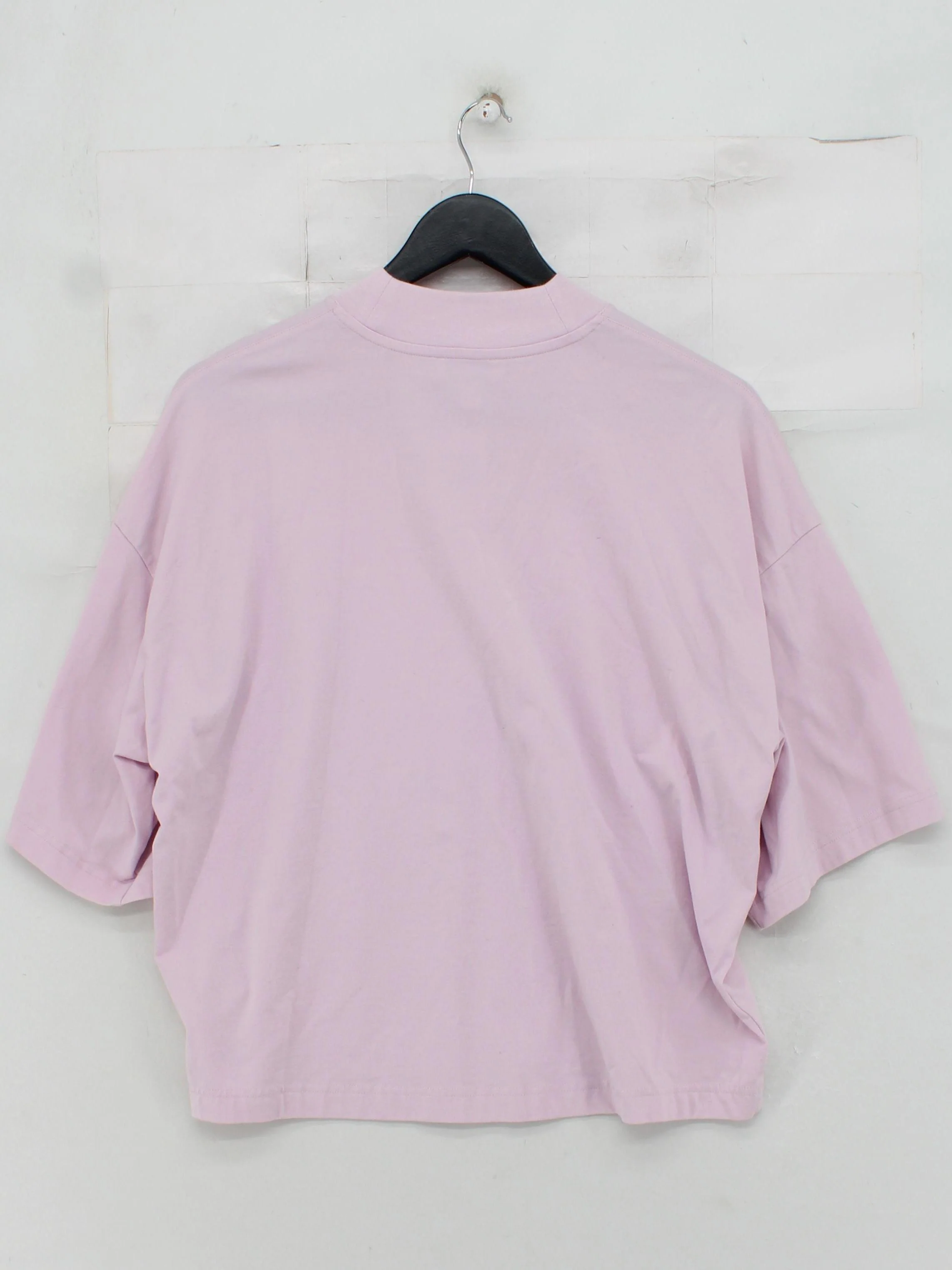 COS Women's T-Shirt XS Pink 100% Cotton Short Sleeve Mock Neck Basic - Image 2