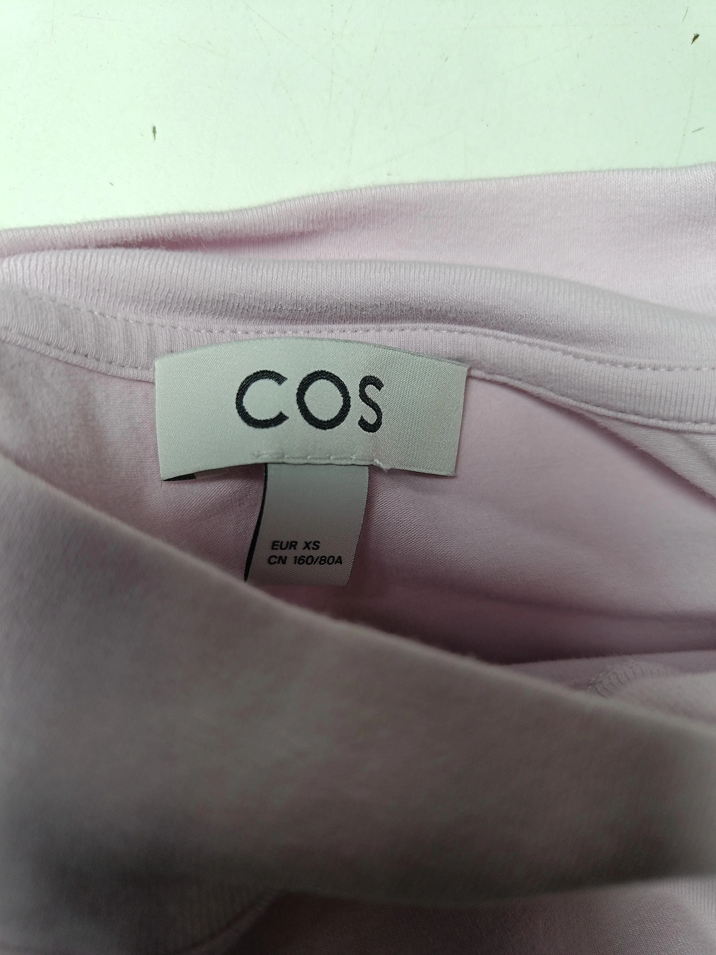 COS Women's T-Shirt XS Pink 100% Cotton Short Sleeve Mock Neck Basic - Image 5