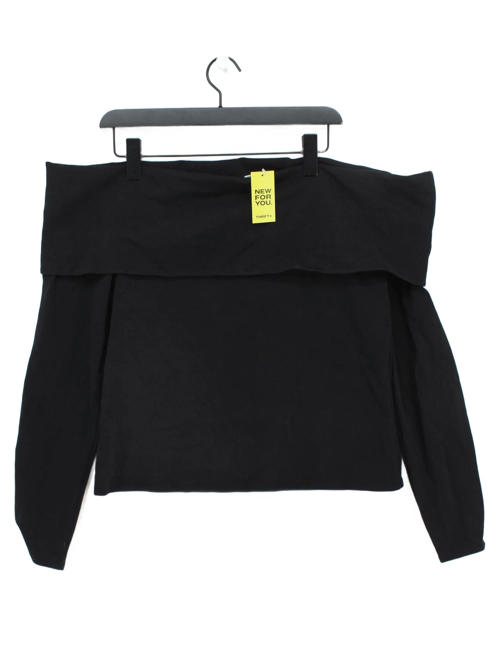 COS Women's Top L Black Cotton with Polyamide, Elastane Basic