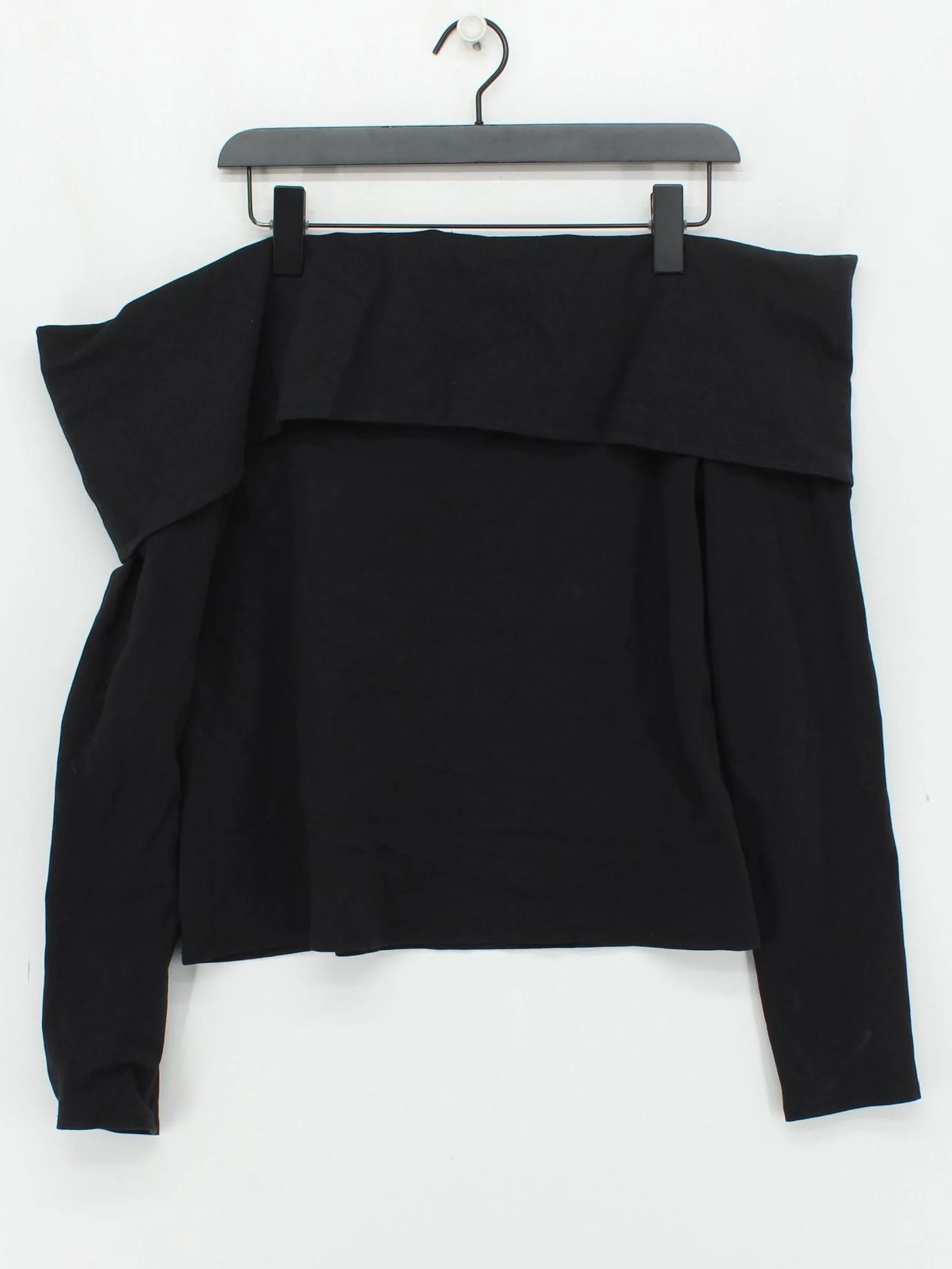 COS Women's Top L Black Cotton with Polyamide, Elastane Basic - Image 2