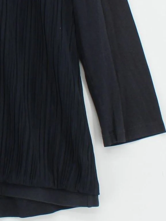 COS Women's Top L Black Polyester with Cotton 3/4 Sleeve Round Neck Basic - Image 4