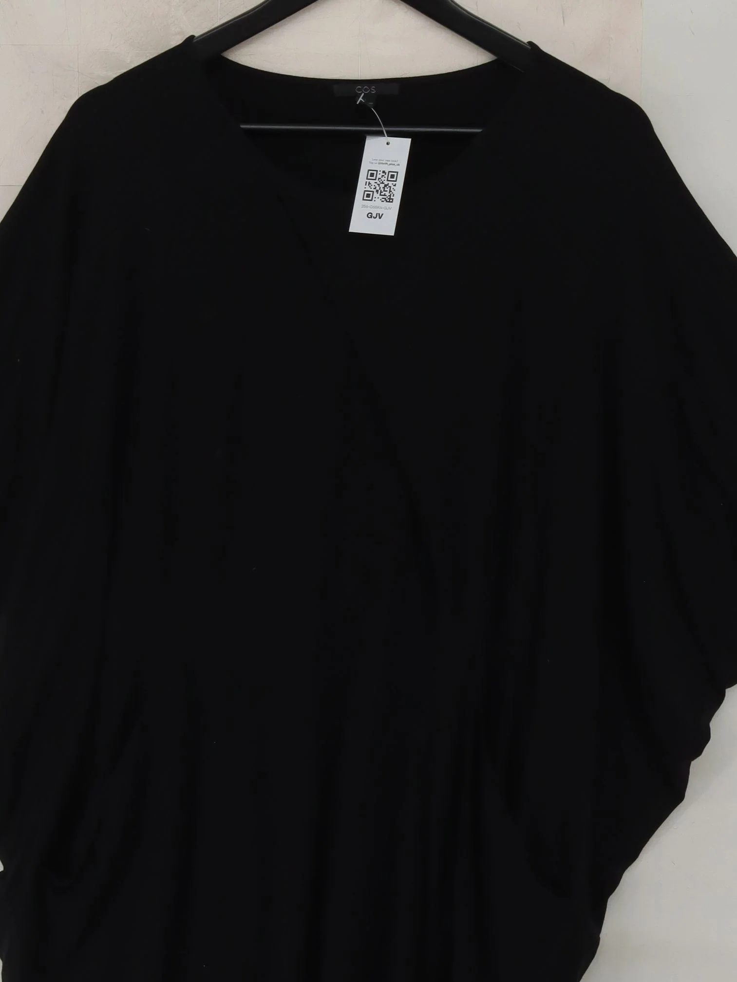 COS Women's Top L Black Viscose with Elastane Short Sleeve Round Neck Tunic - Image 3