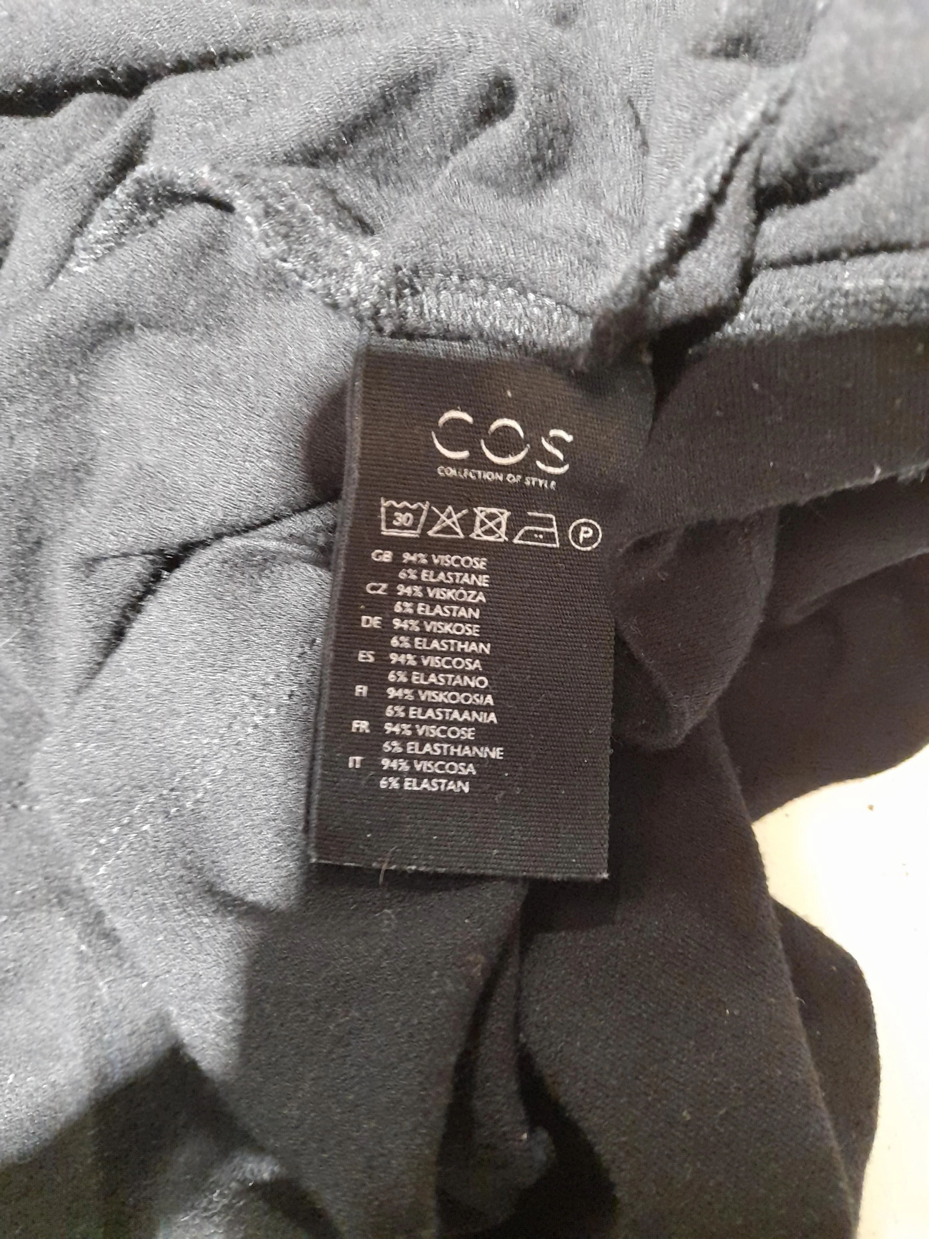 COS Women's Top L Black Viscose with Elastane Short Sleeve Round Neck Tunic - Image 6