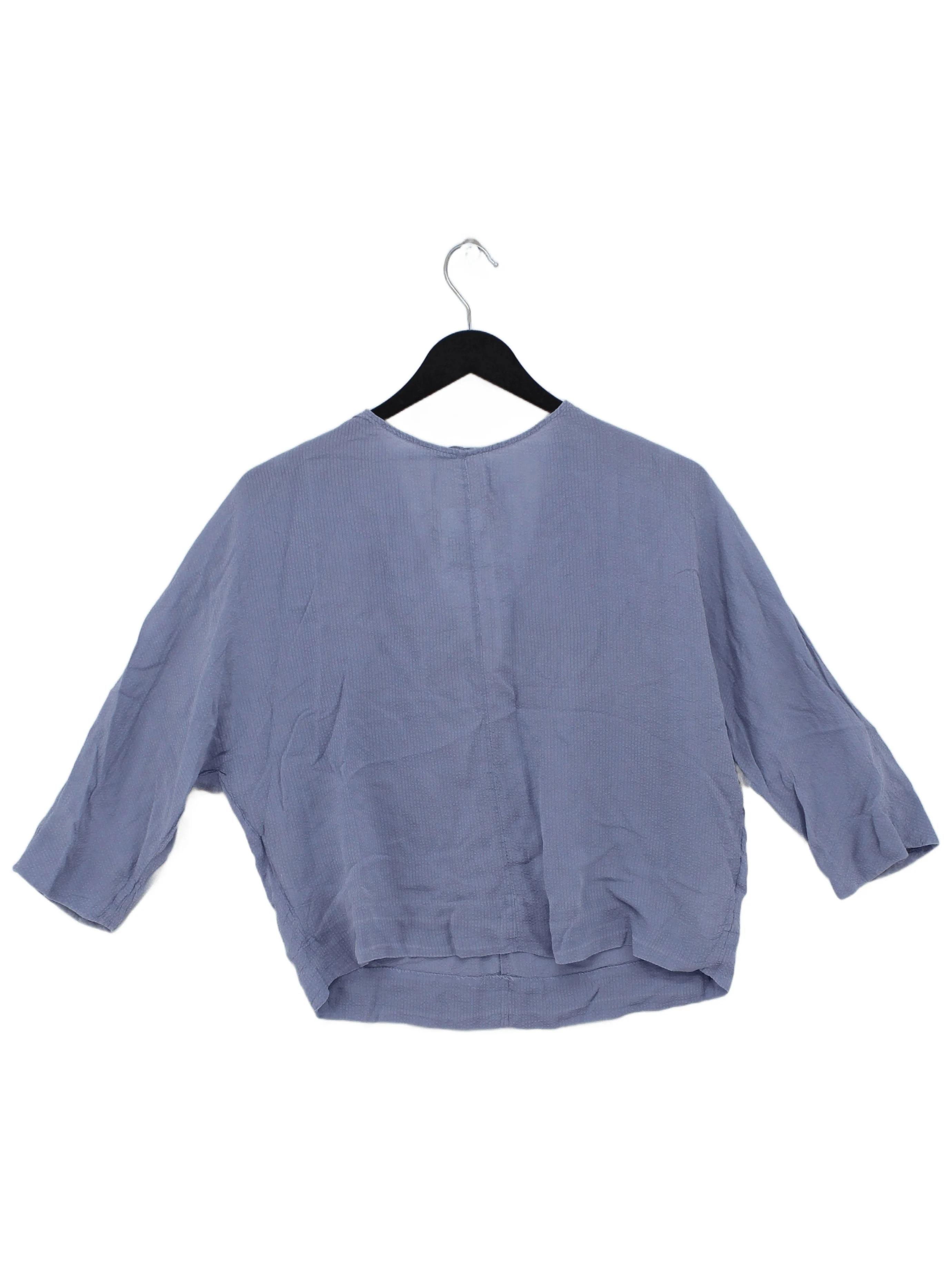 COS Women's Top L Blue 100% Other 3/4 Sleeve V-Neck Basic