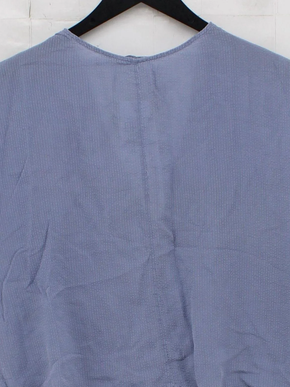 COS Women's Top L Blue 100% Other 3/4 Sleeve V-Neck Basic - Image 3