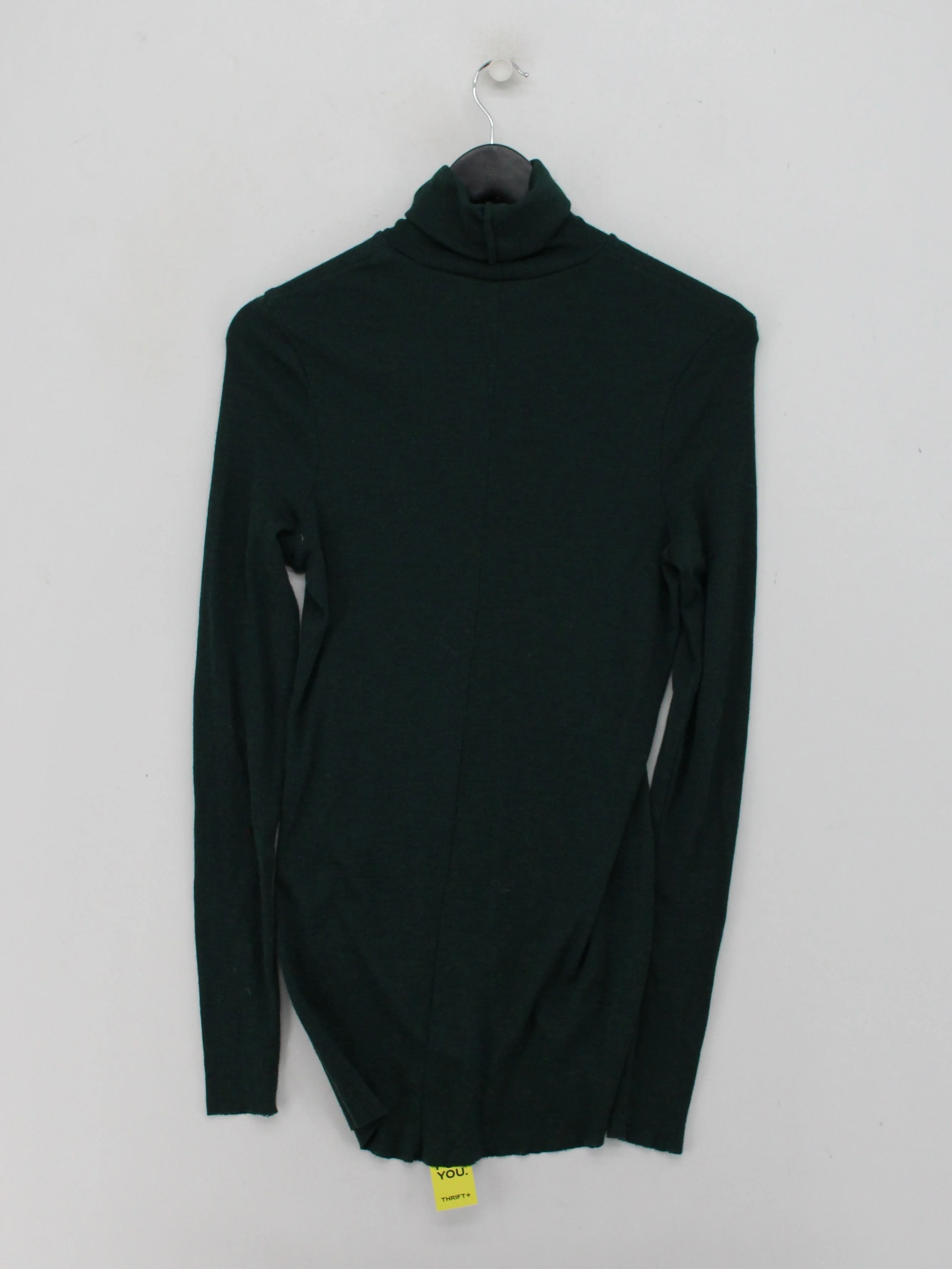 COS Women's Top L Green 100% Wool Long Sleeve Roll Neck Basic - Image 2