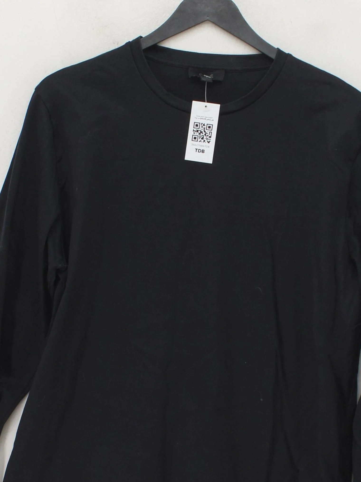 COS Women's Top M Black 100% Cotton Long Sleeve Round Neck Basic - Image 3