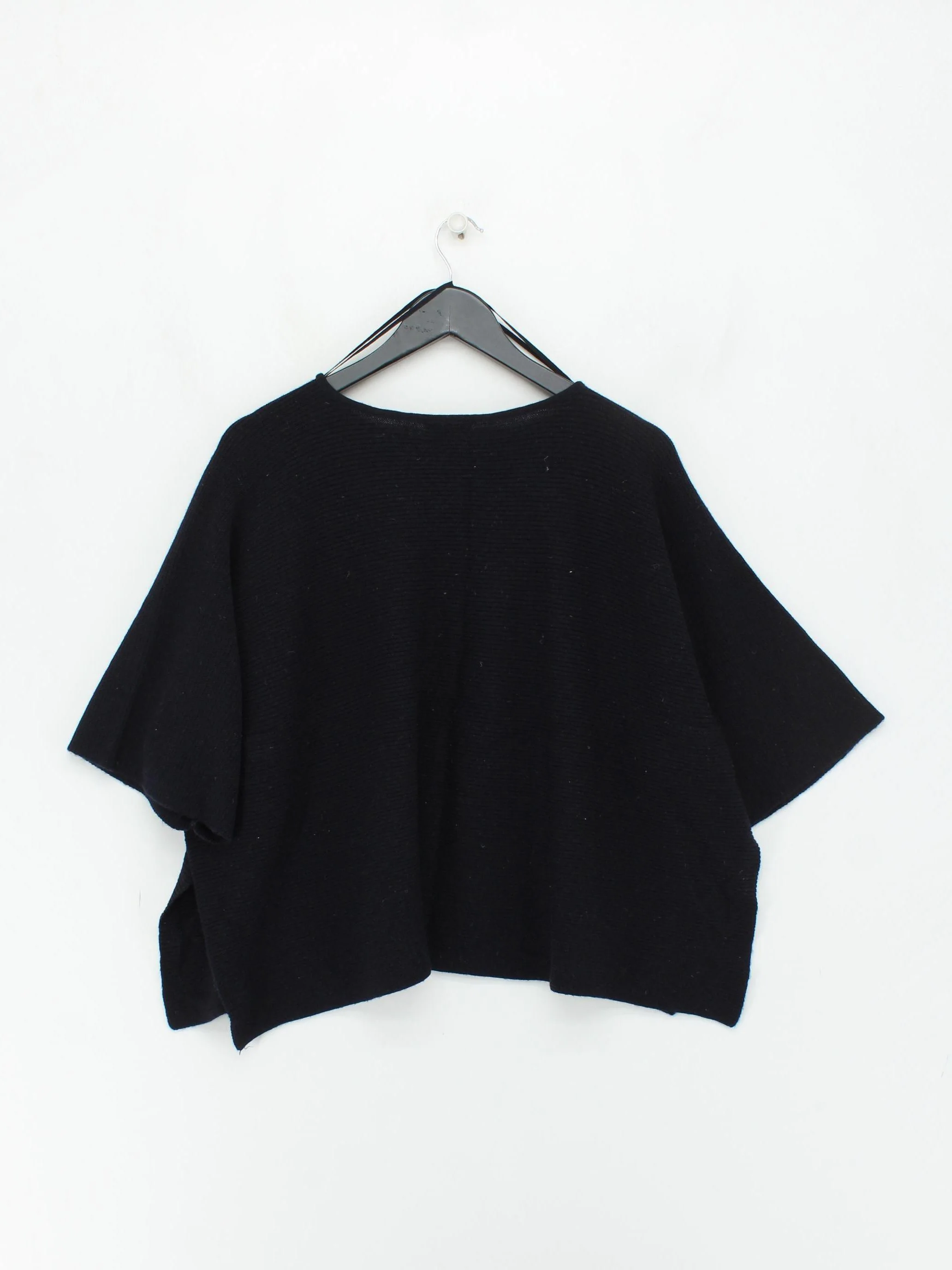 COS Women's Top M Black 100% Wool 3/4 Sleeve Round Neck Basic - Image 2