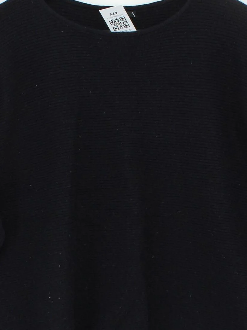 COS Women's Top M Black 100% Wool 3/4 Sleeve Round Neck Basic - Image 3