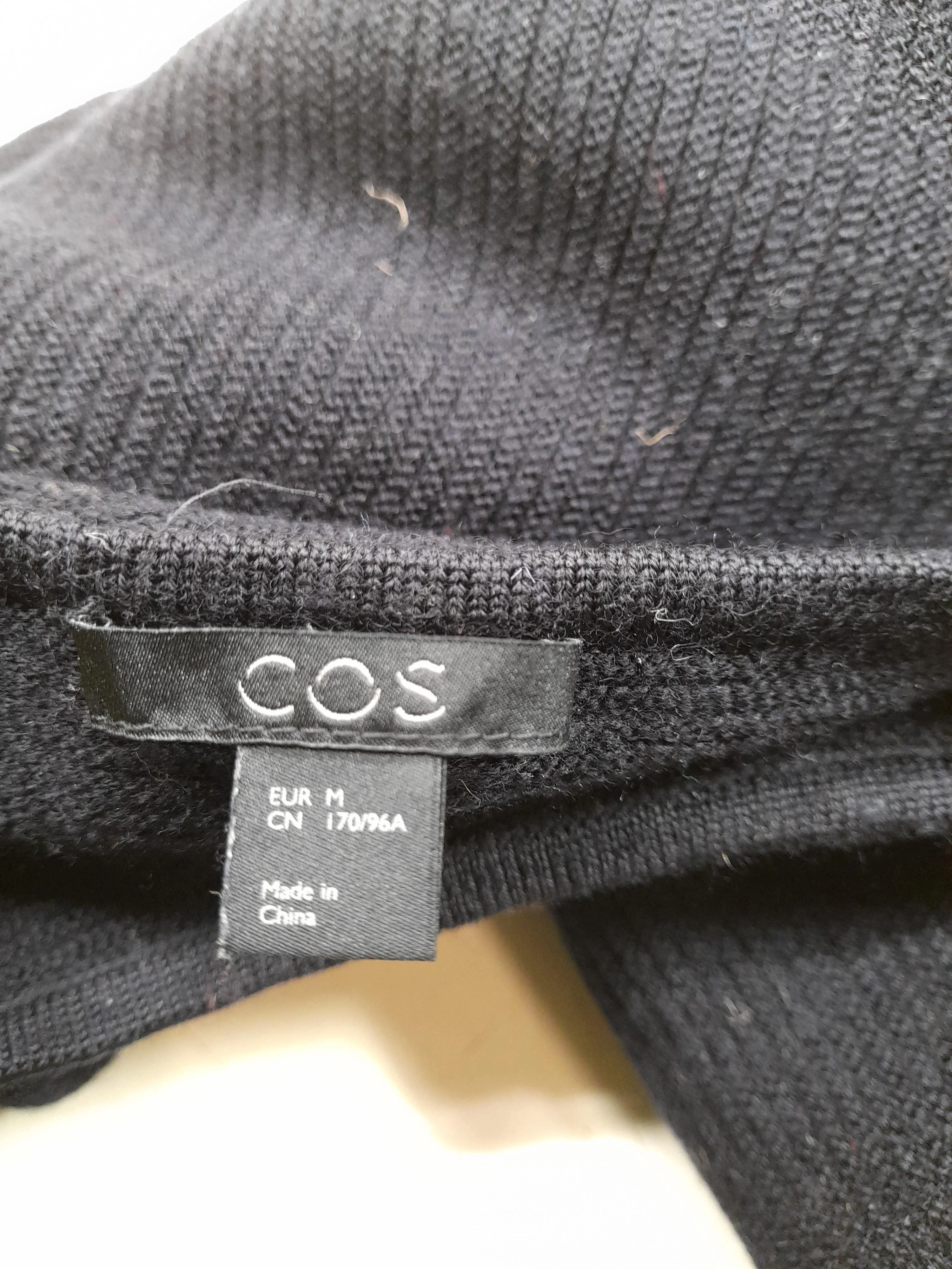COS Women's Top M Black 100% Wool 3/4 Sleeve Round Neck Basic - Image 5