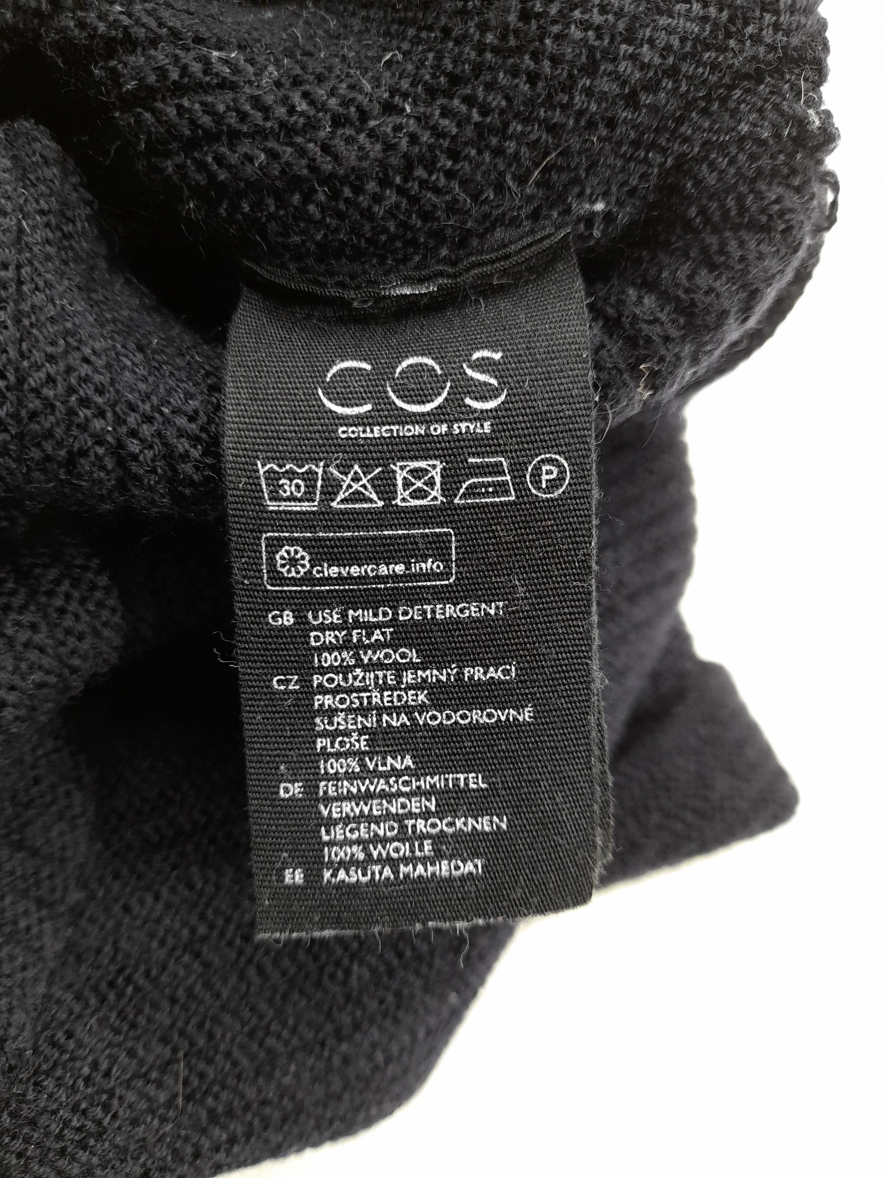COS Women's Top M Black 100% Wool 3/4 Sleeve Round Neck Basic - Image 6