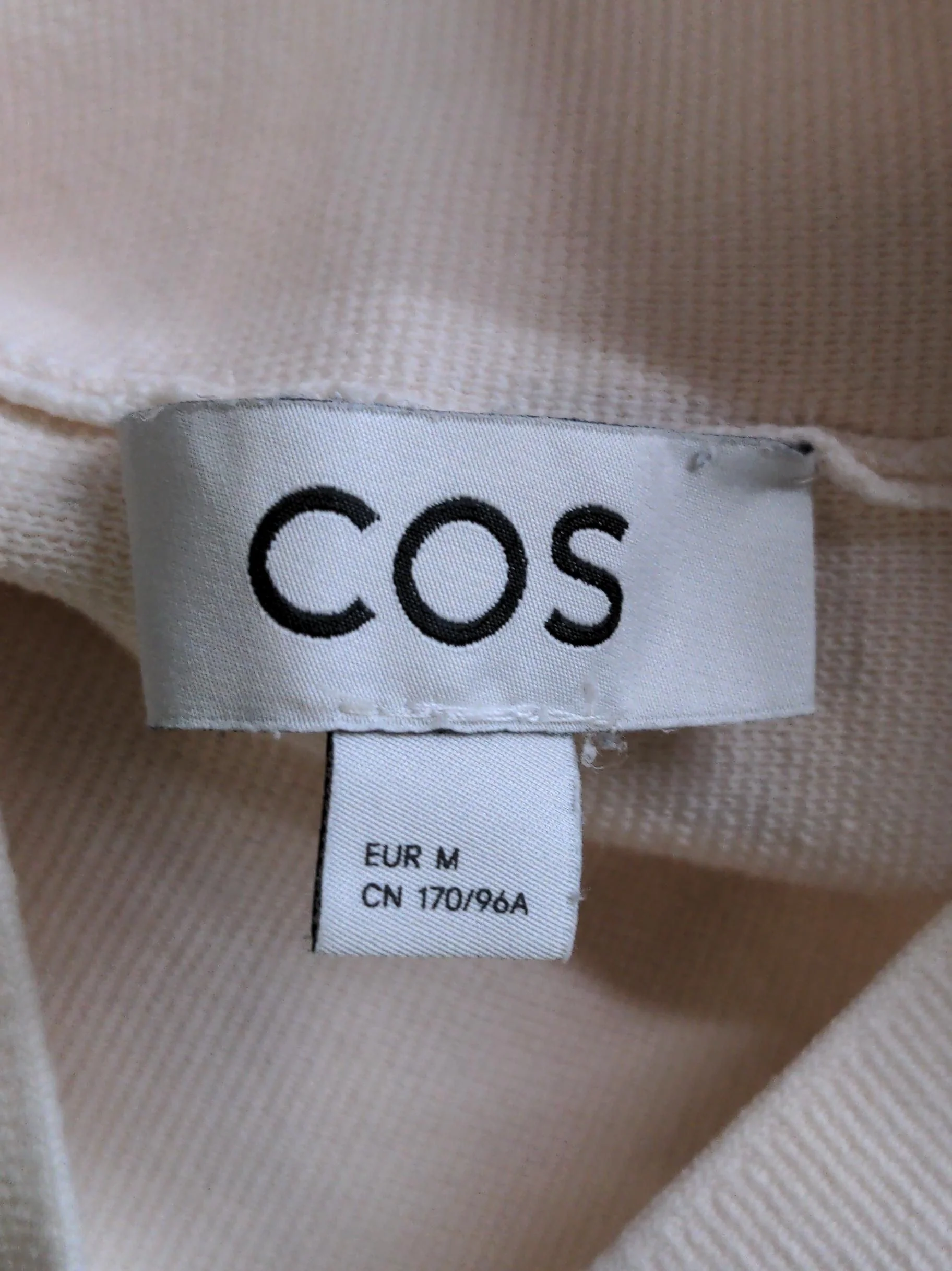 COS Women's Top M Cream 100% Cotton 3/4 Sleeve High Neck Basic - Image 5