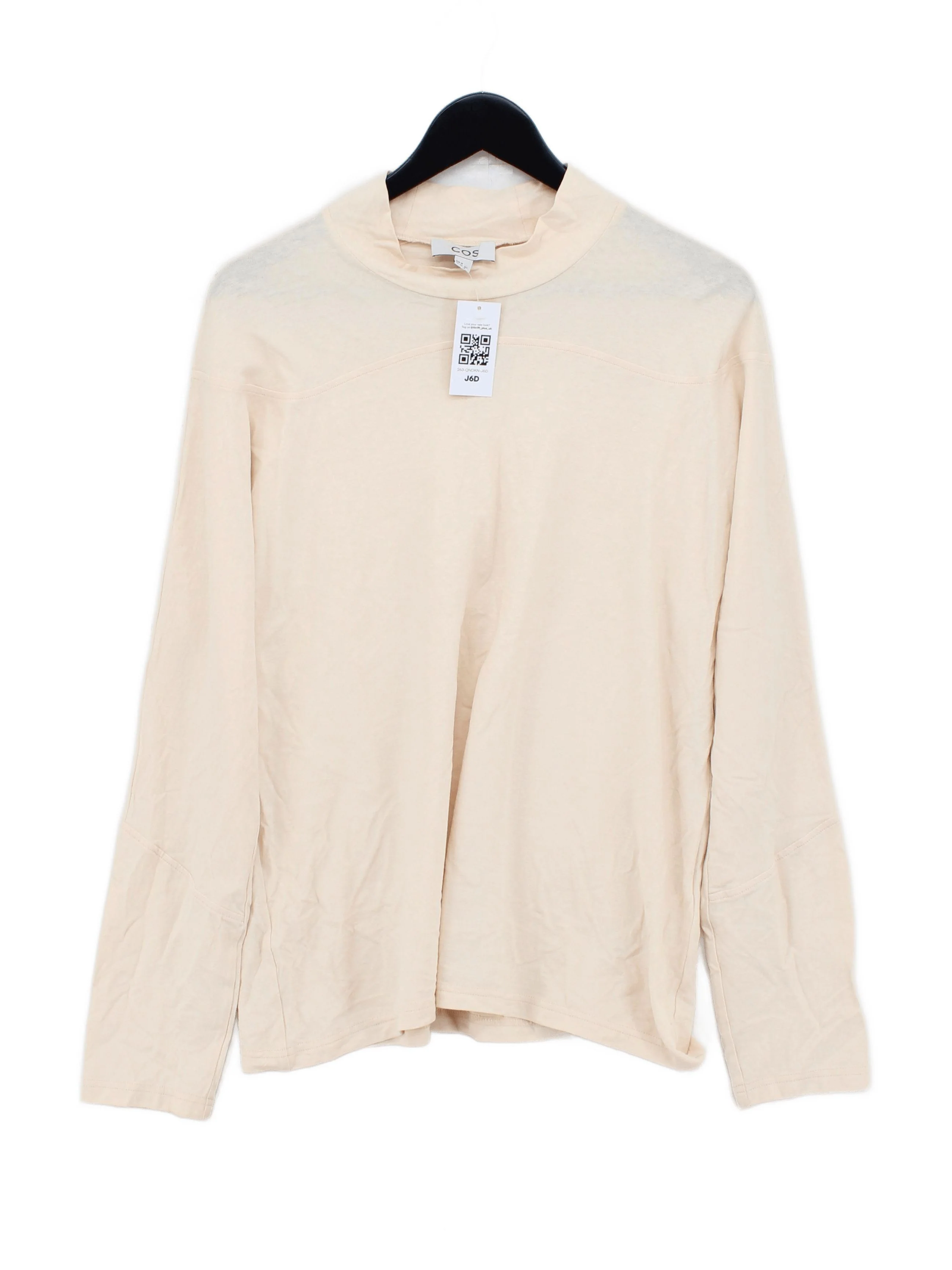 COS Women's Top M Cream 100% Cotton Long Sleeve Mock Neck Basic