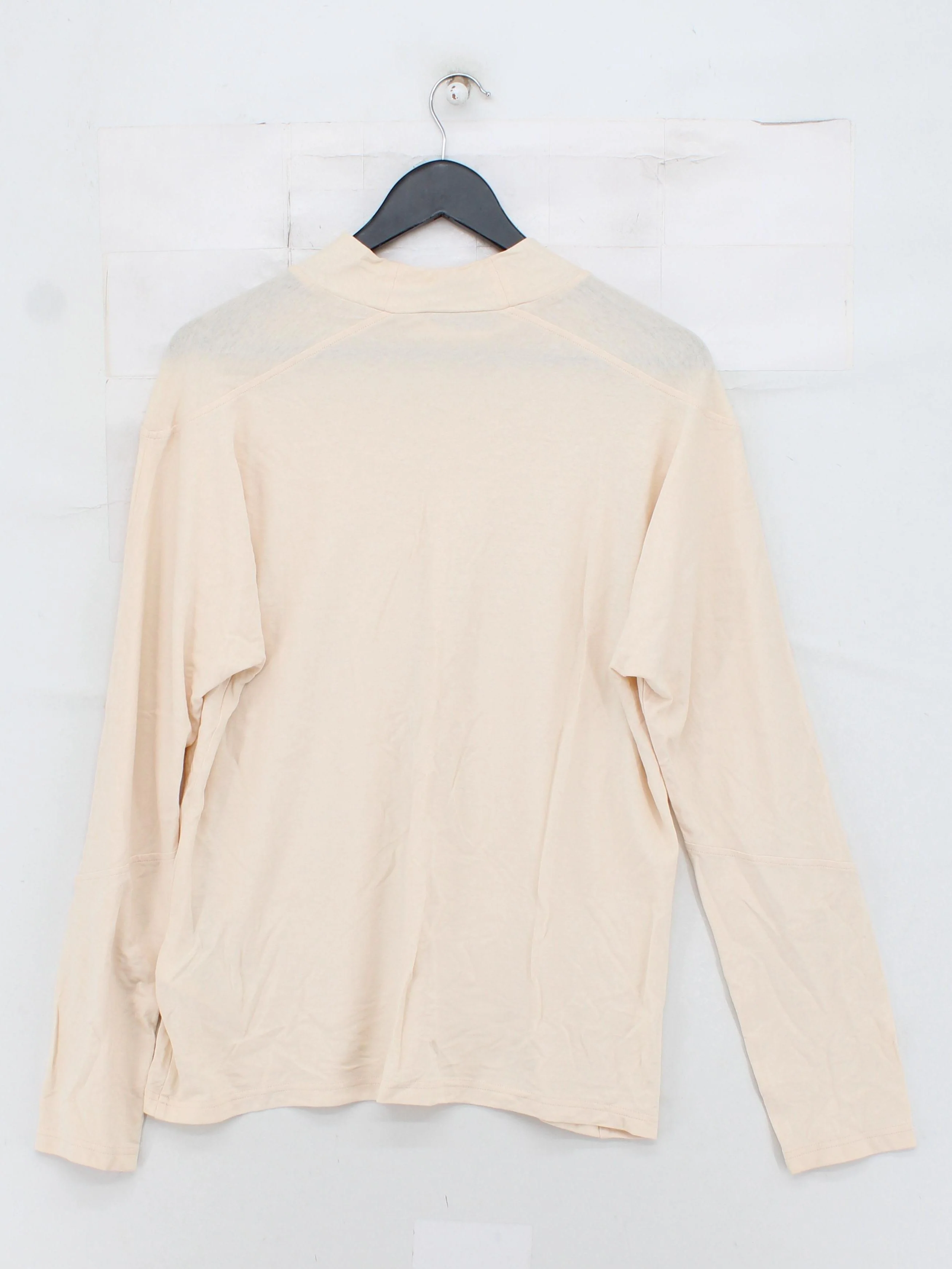 COS Women's Top M Cream 100% Cotton Long Sleeve Mock Neck Basic - Image 2