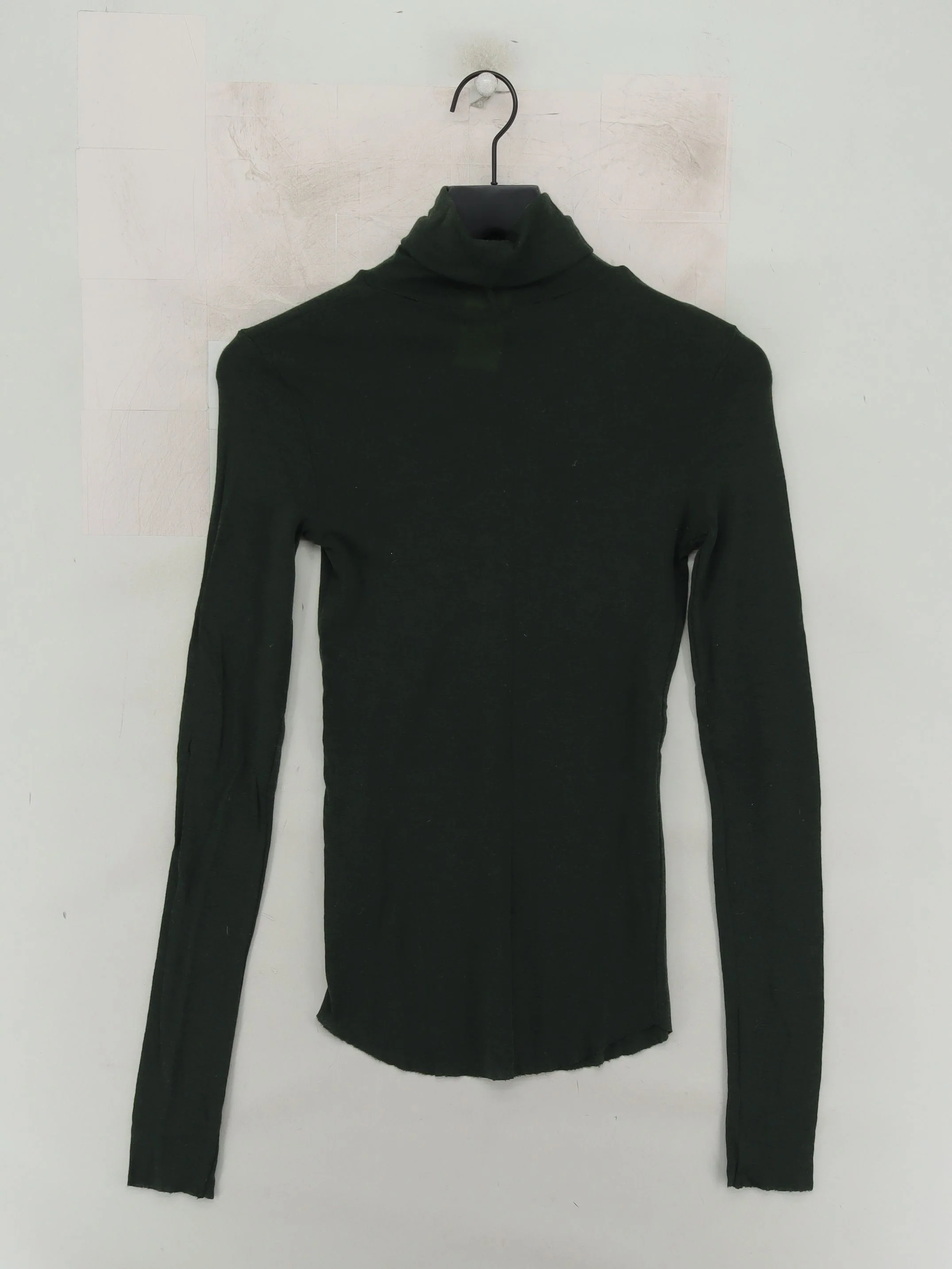 COS Women's Top M Green 100% Wool Long Sleeve High Neck Basic - Image 2