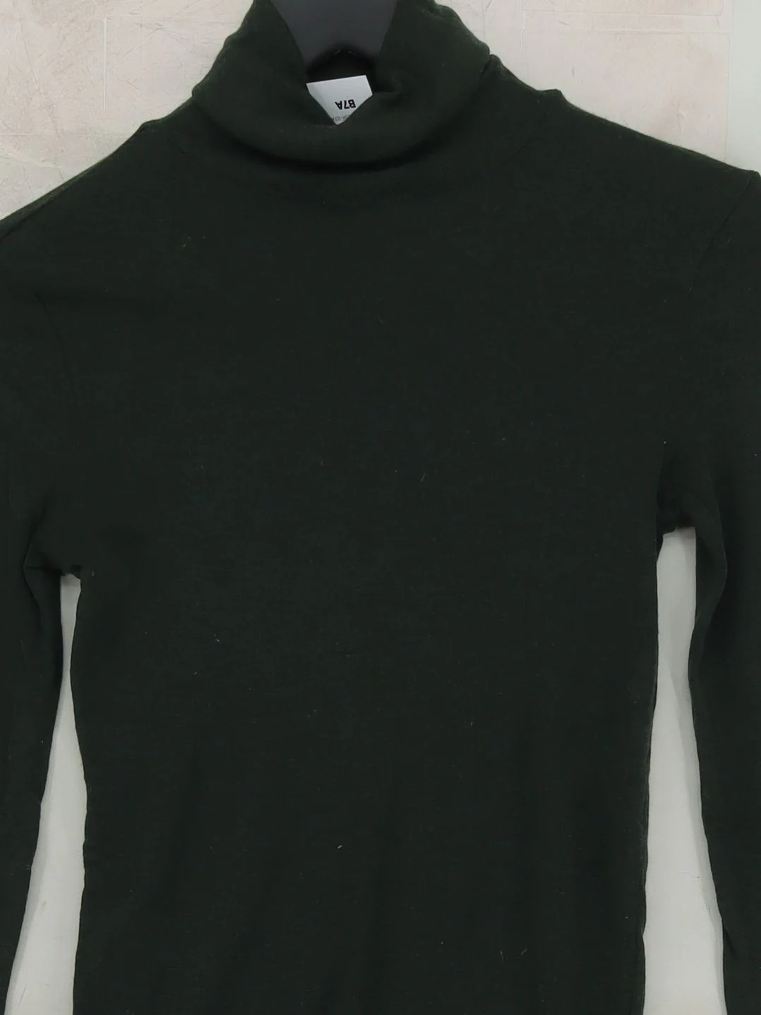 COS Women's Top M Green 100% Wool Long Sleeve High Neck Basic - Image 3
