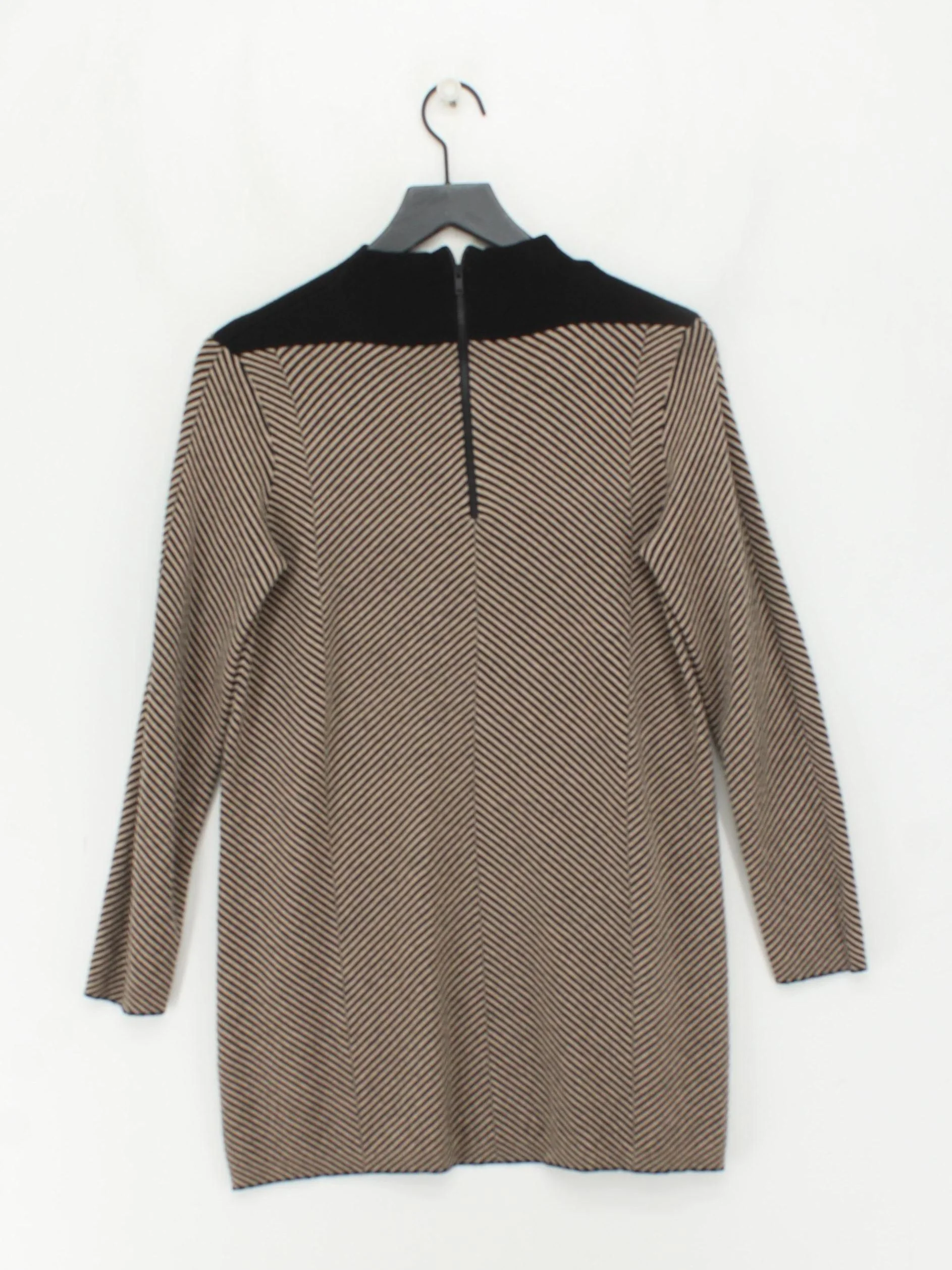 COS Women's Top M Multi Striped 100% Wool Long Sleeve High Neck Tunic - Image 2