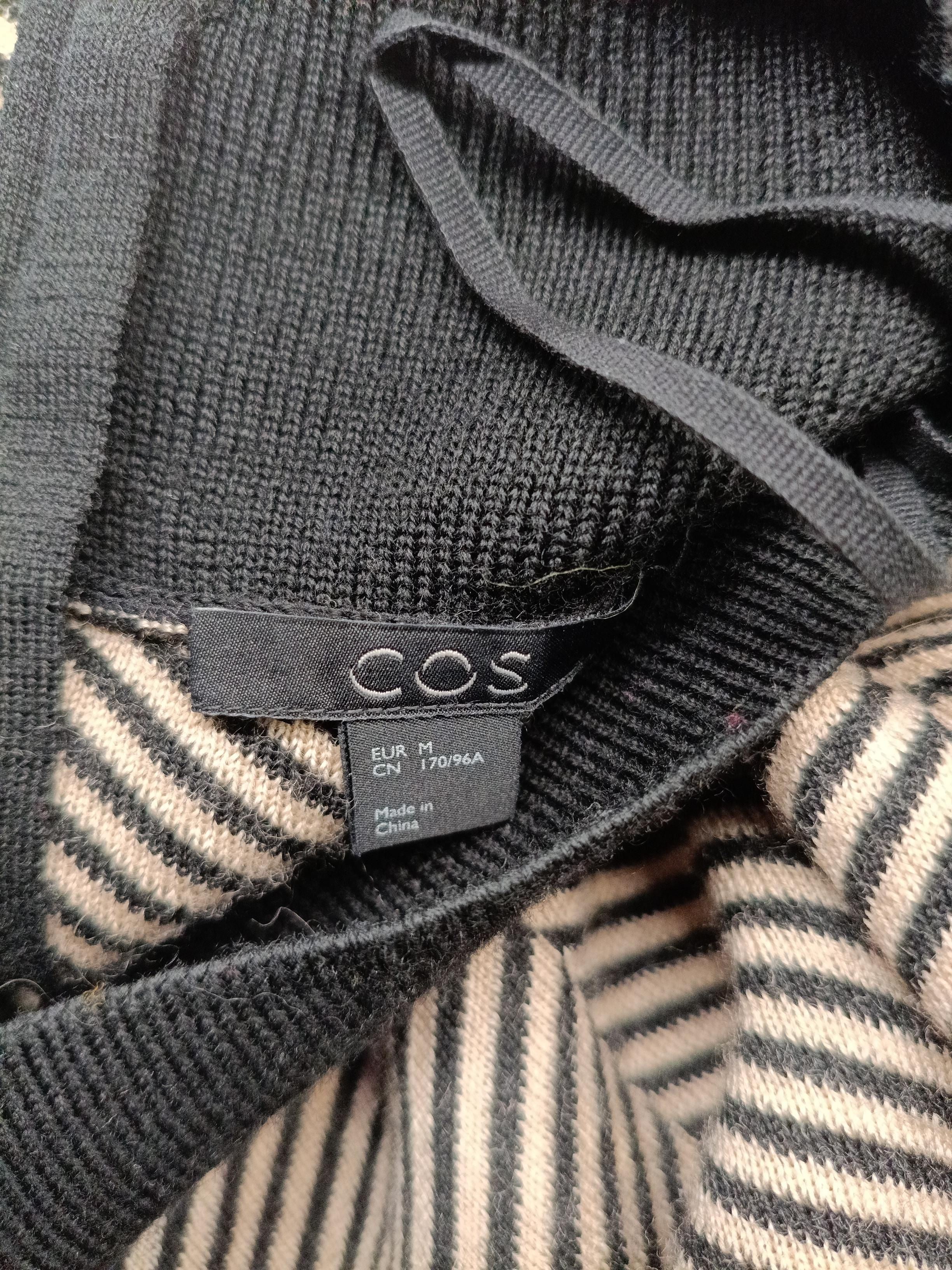 COS Women's Top M Multi Striped 100% Wool Long Sleeve High Neck Tunic - Image 5