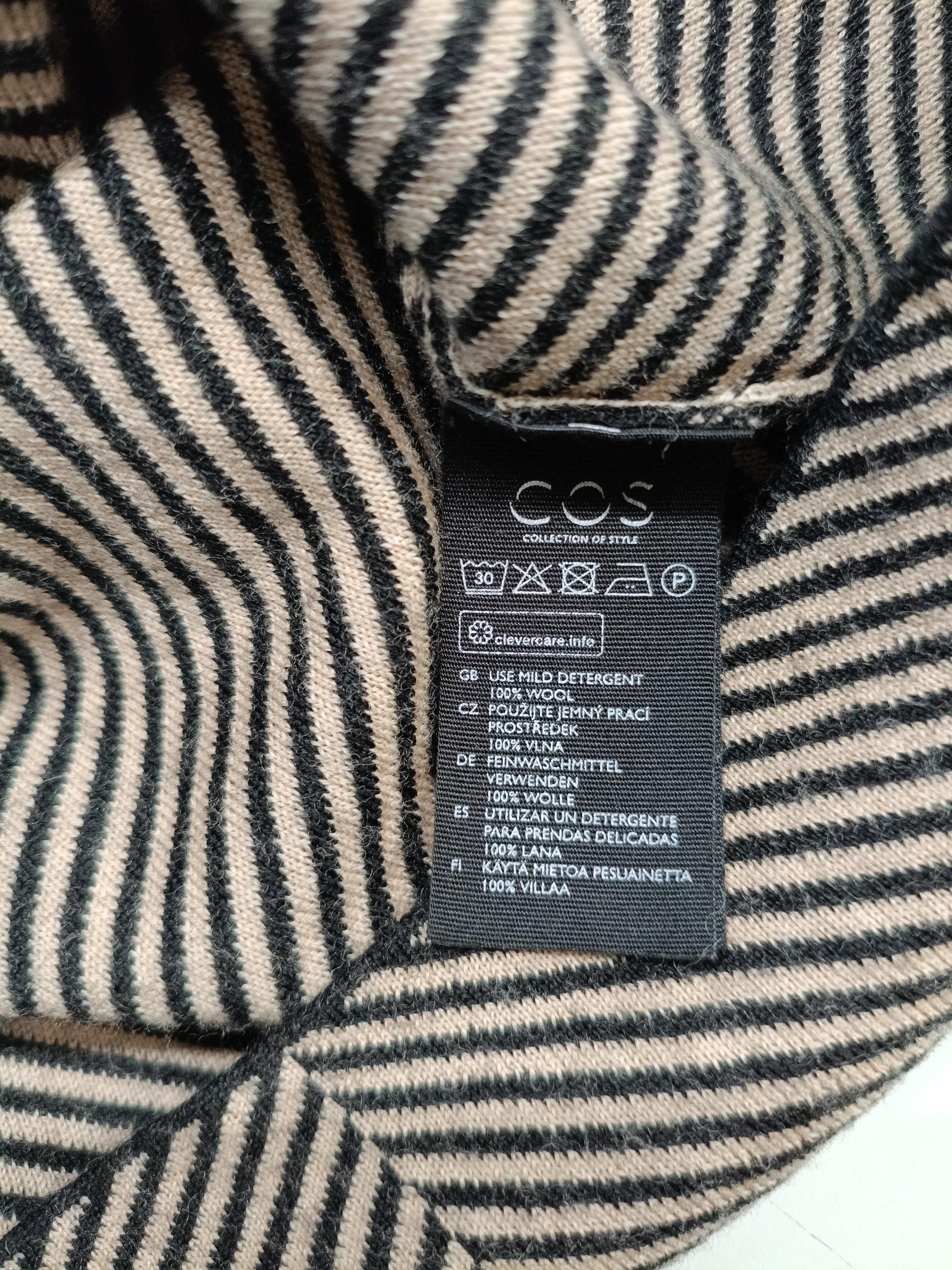 COS Women's Top M Multi Striped 100% Wool Long Sleeve High Neck Tunic - Image 6
