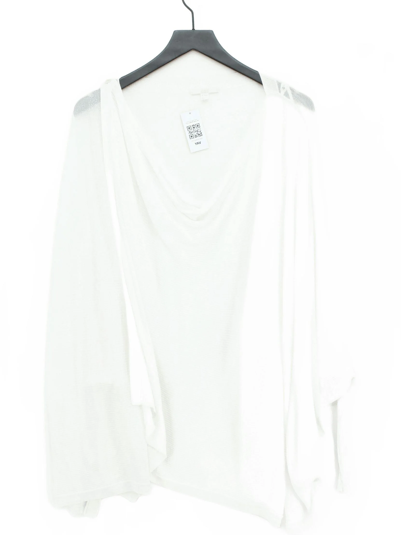 COS Women's Top M White Viscose with Polyamide Long Sleeve V-Neck Basic