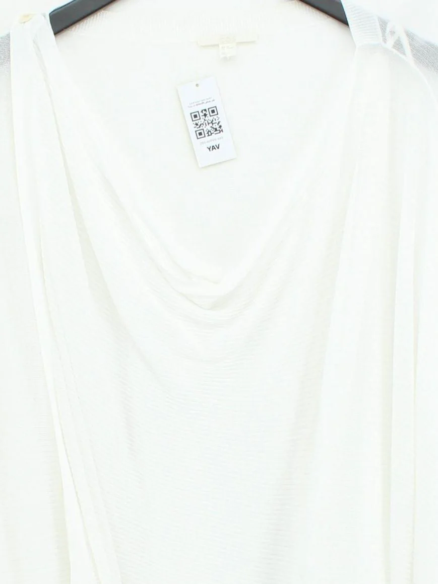 COS Women's Top M White Viscose with Polyamide Long Sleeve V-Neck Basic - Image 3