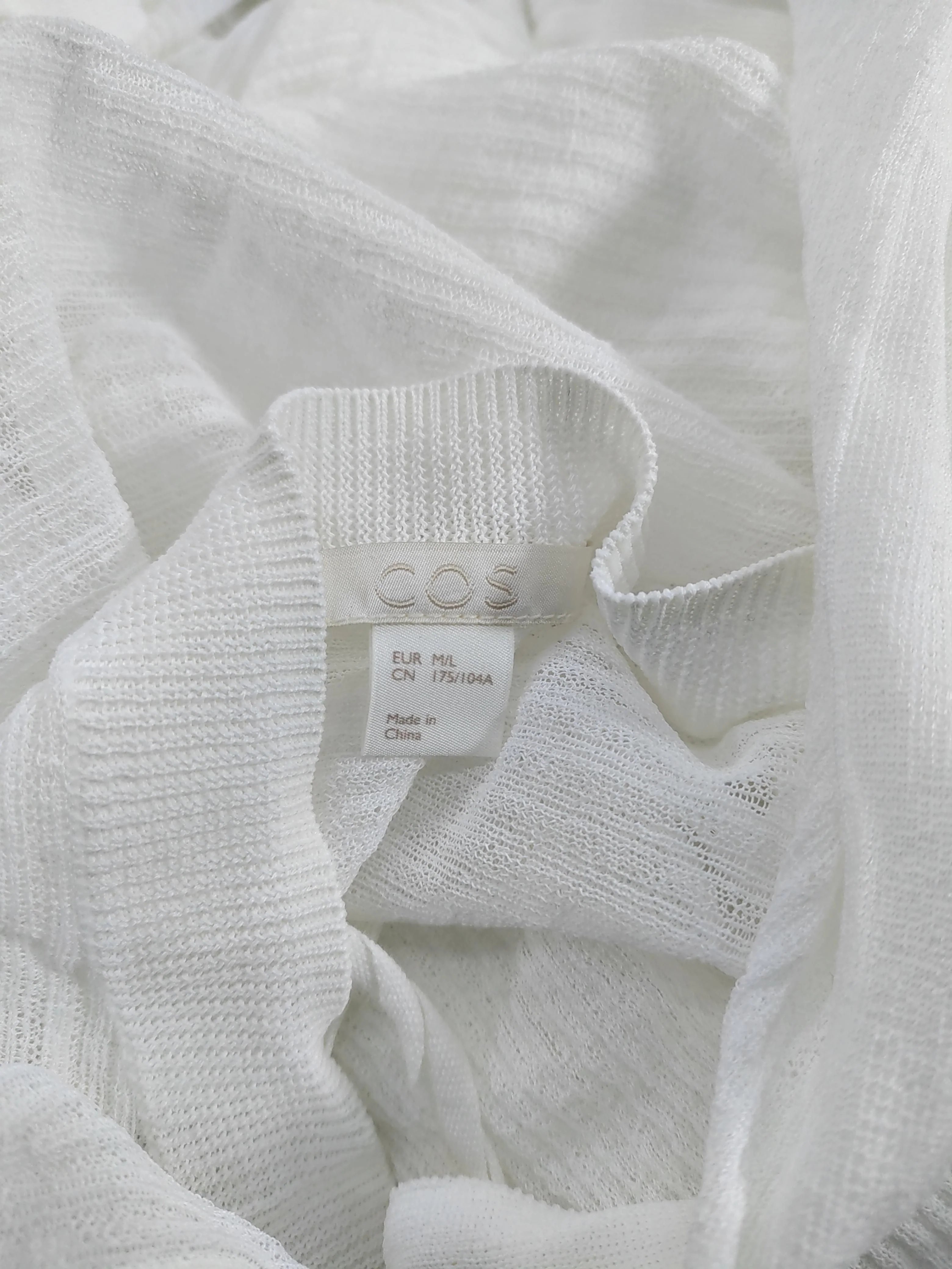 COS Women's Top M White Viscose with Polyamide Long Sleeve V-Neck Basic - Image 5