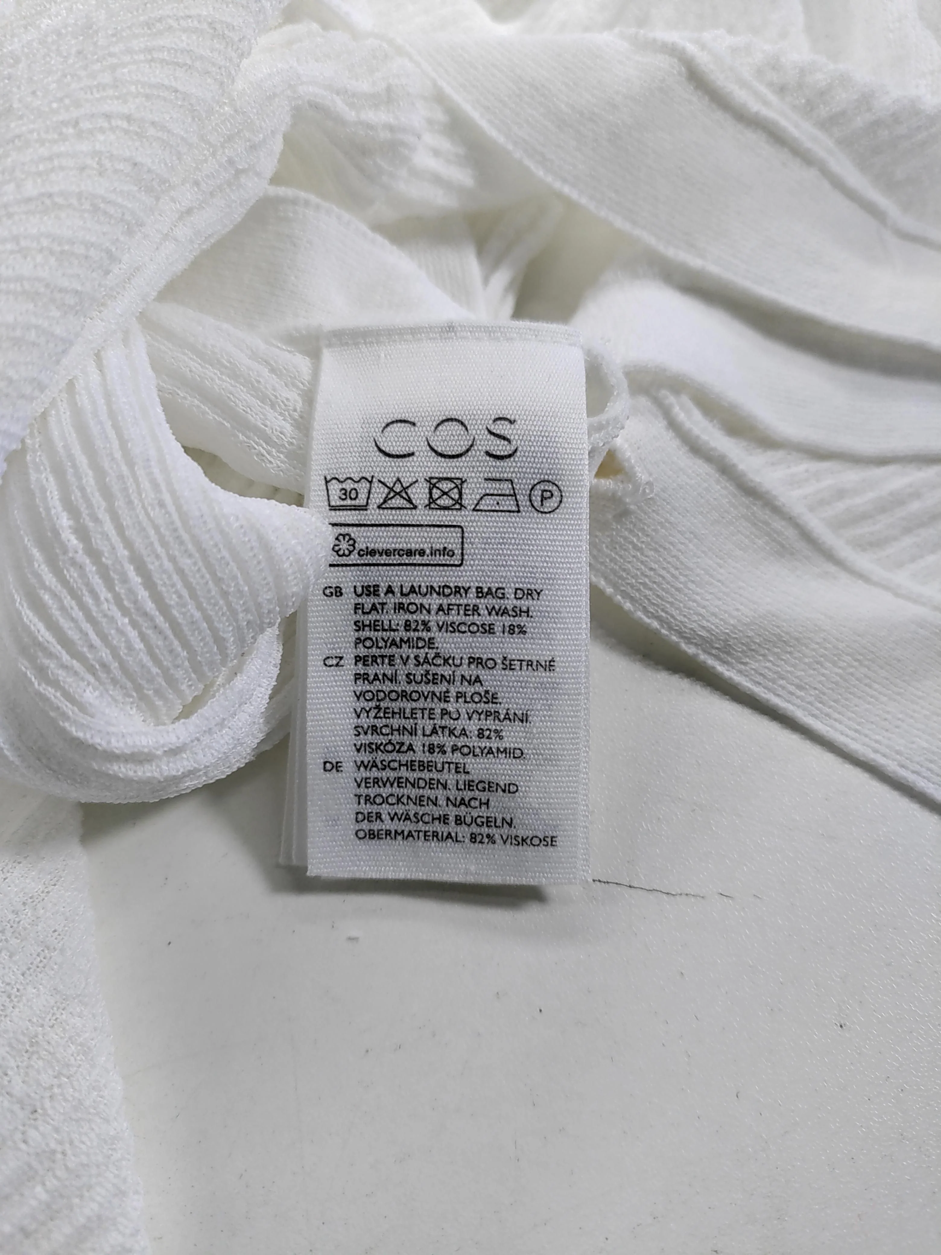 COS Women's Top M White Viscose with Polyamide Long Sleeve V-Neck Basic - Image 6