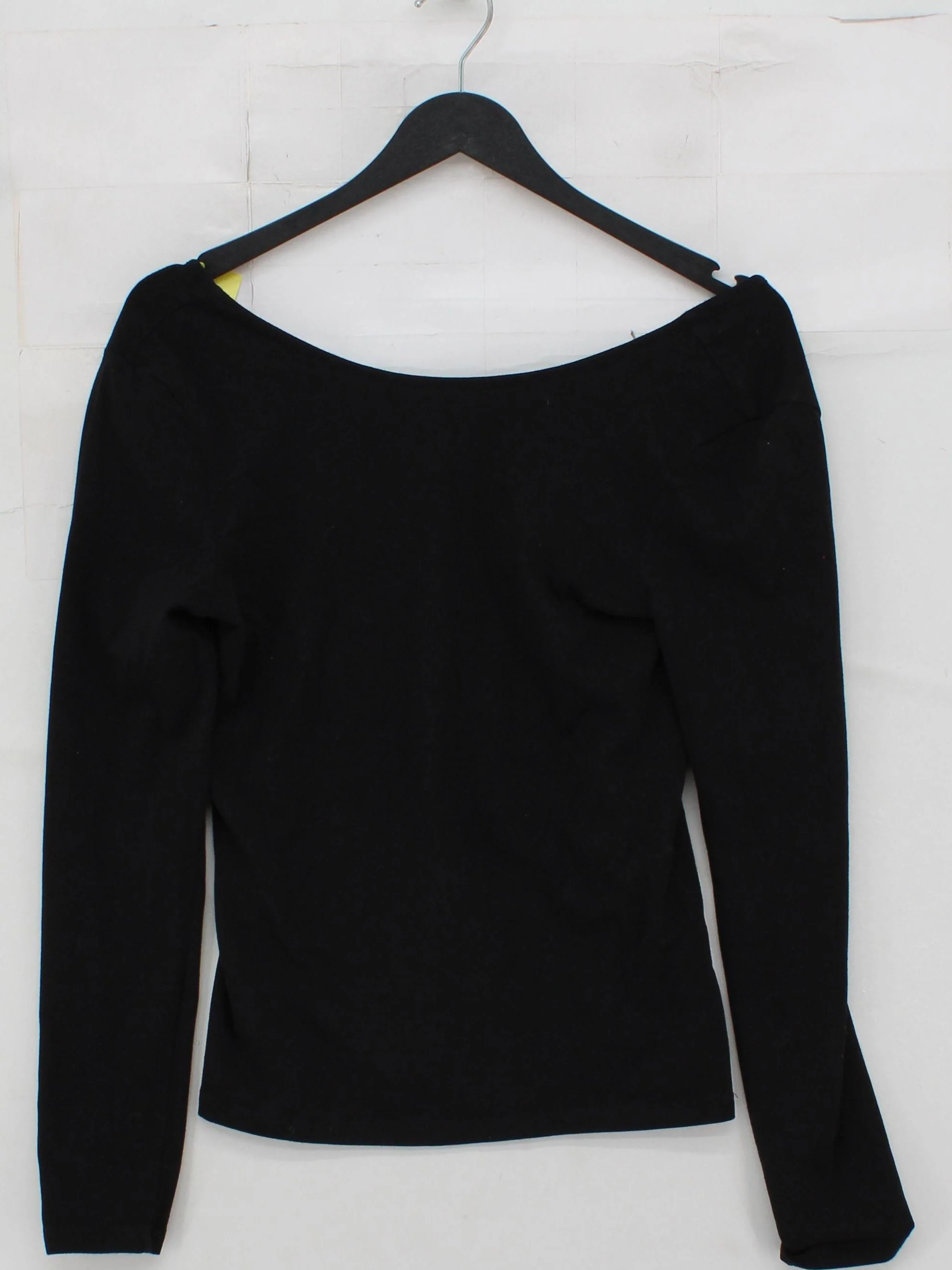 COS Women's Top S Black Cotton with Elastane Long Sleeve V-Neck Basic - Image 2