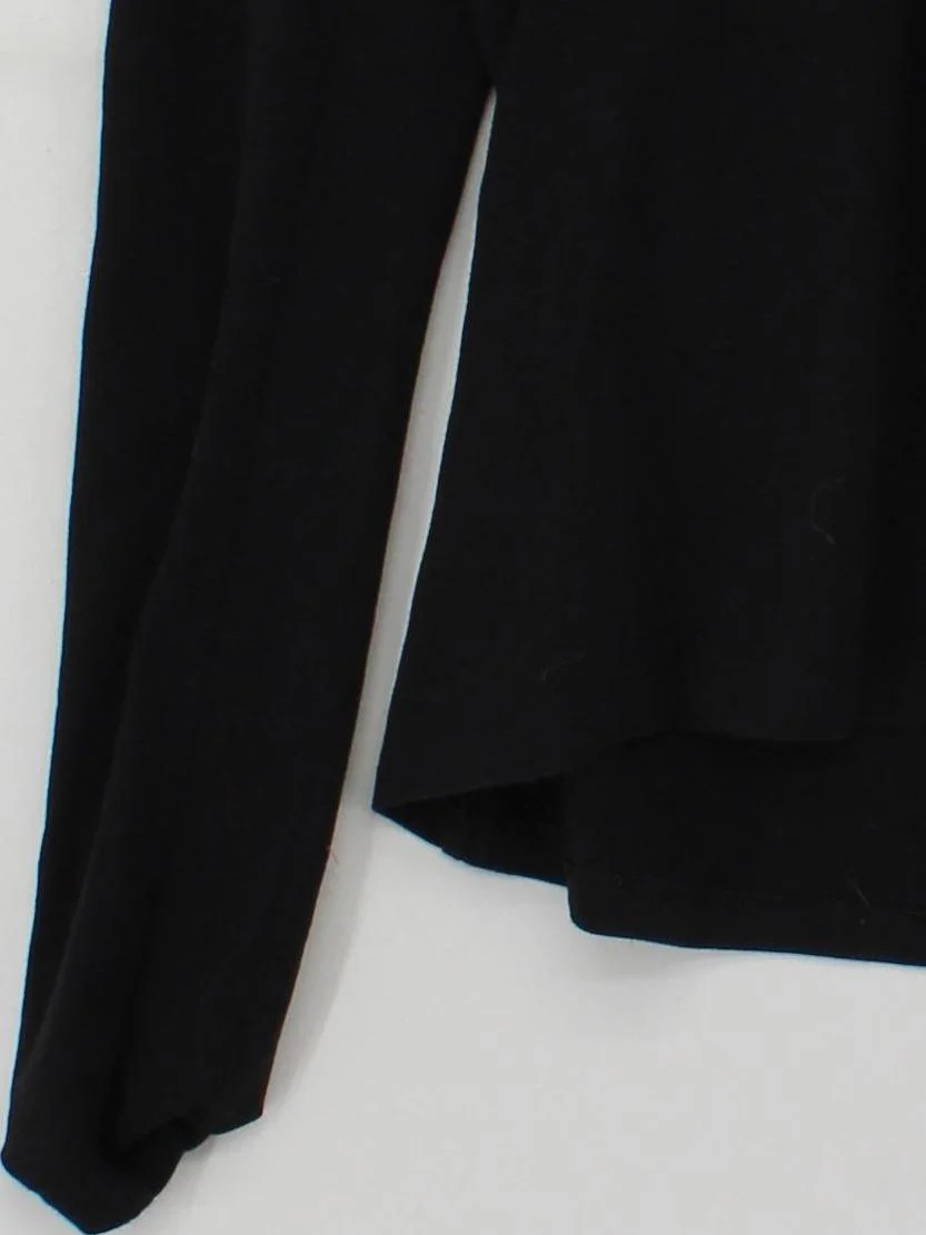 COS Women's Top S Black Cotton with Elastane Long Sleeve V-Neck Basic - Image 4