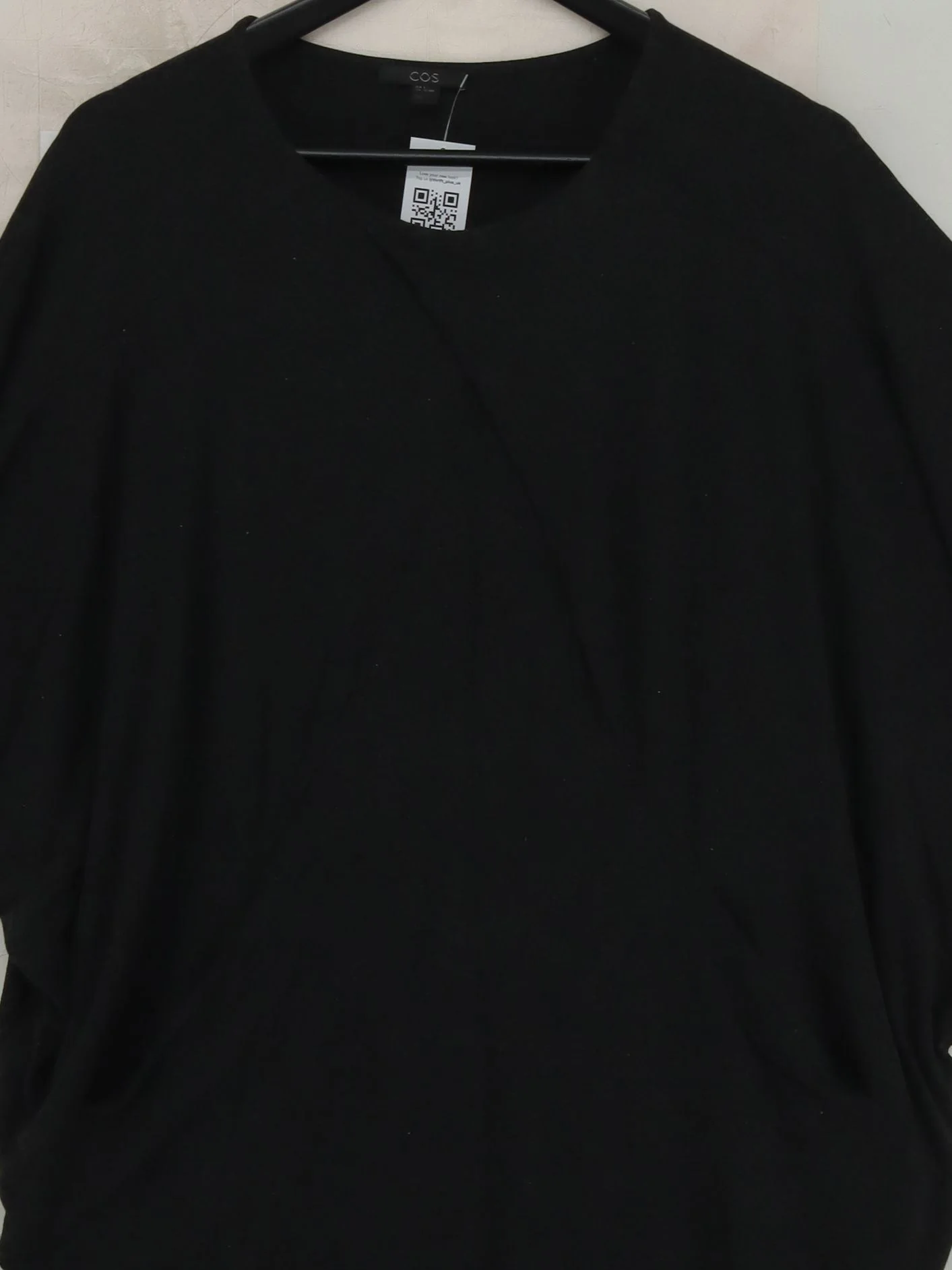 COS Women's Top S Black Viscose with Elastane Short Sleeve V-Neck Tunic - Image 3